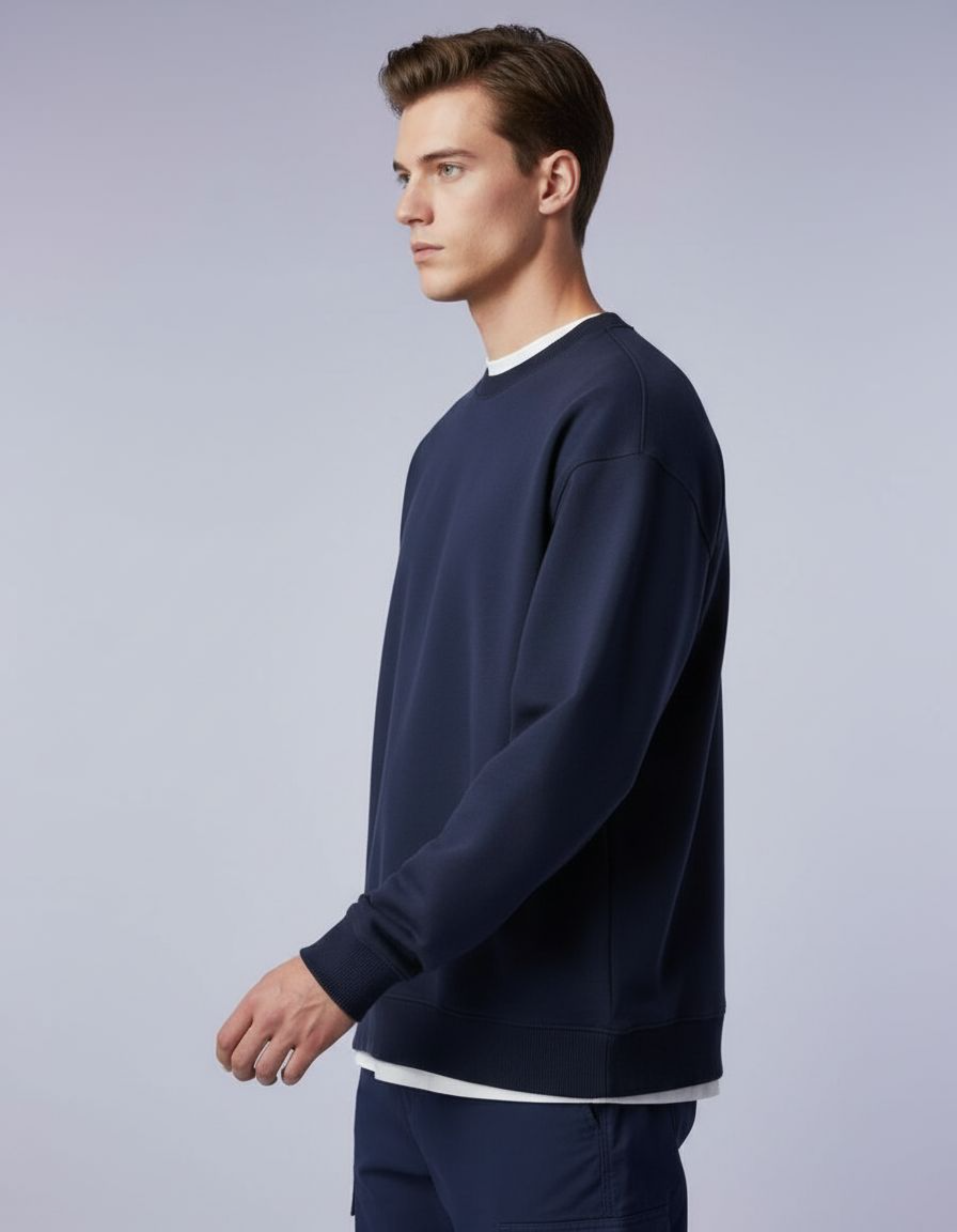Solid Navy Blue Oversized Sweatshirt