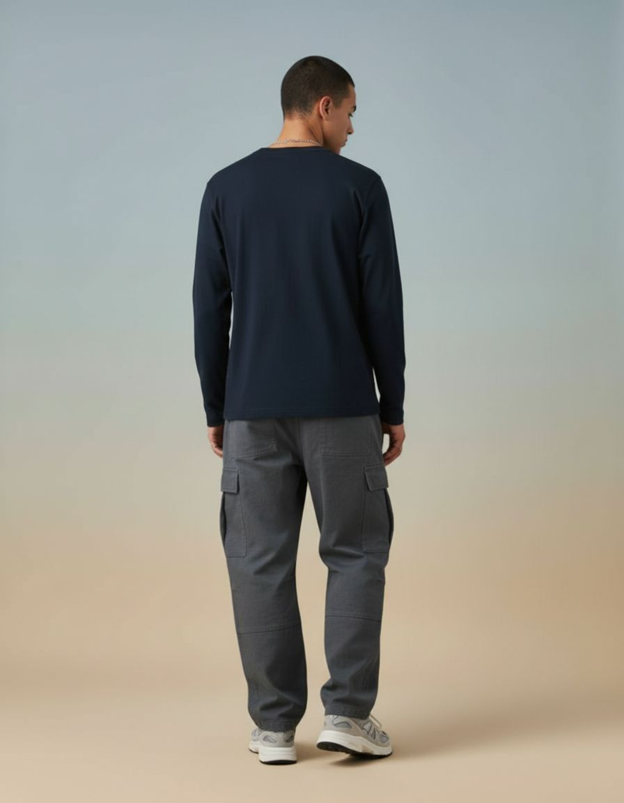 Solid Navy Blue Full Sleeve Regular Fit T-Shirt