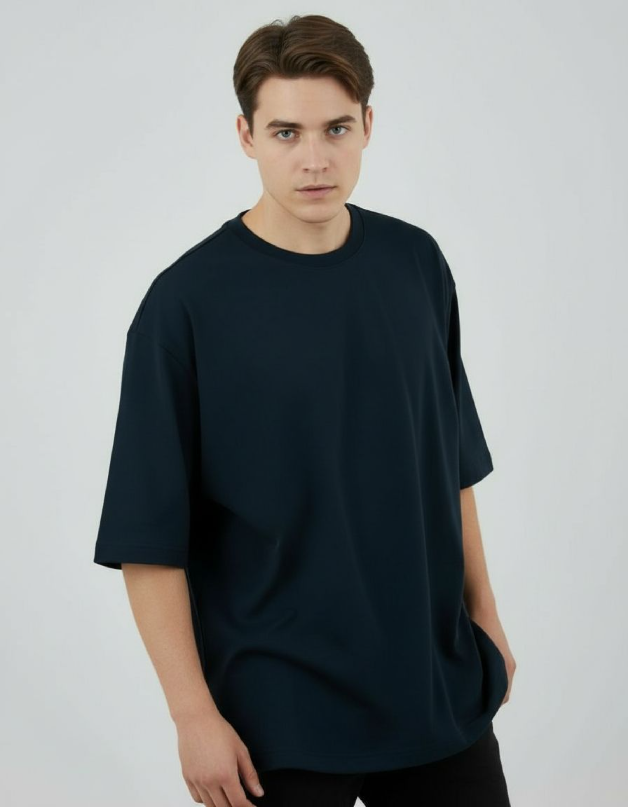Solid Navy Blue Oversized T-Shirt