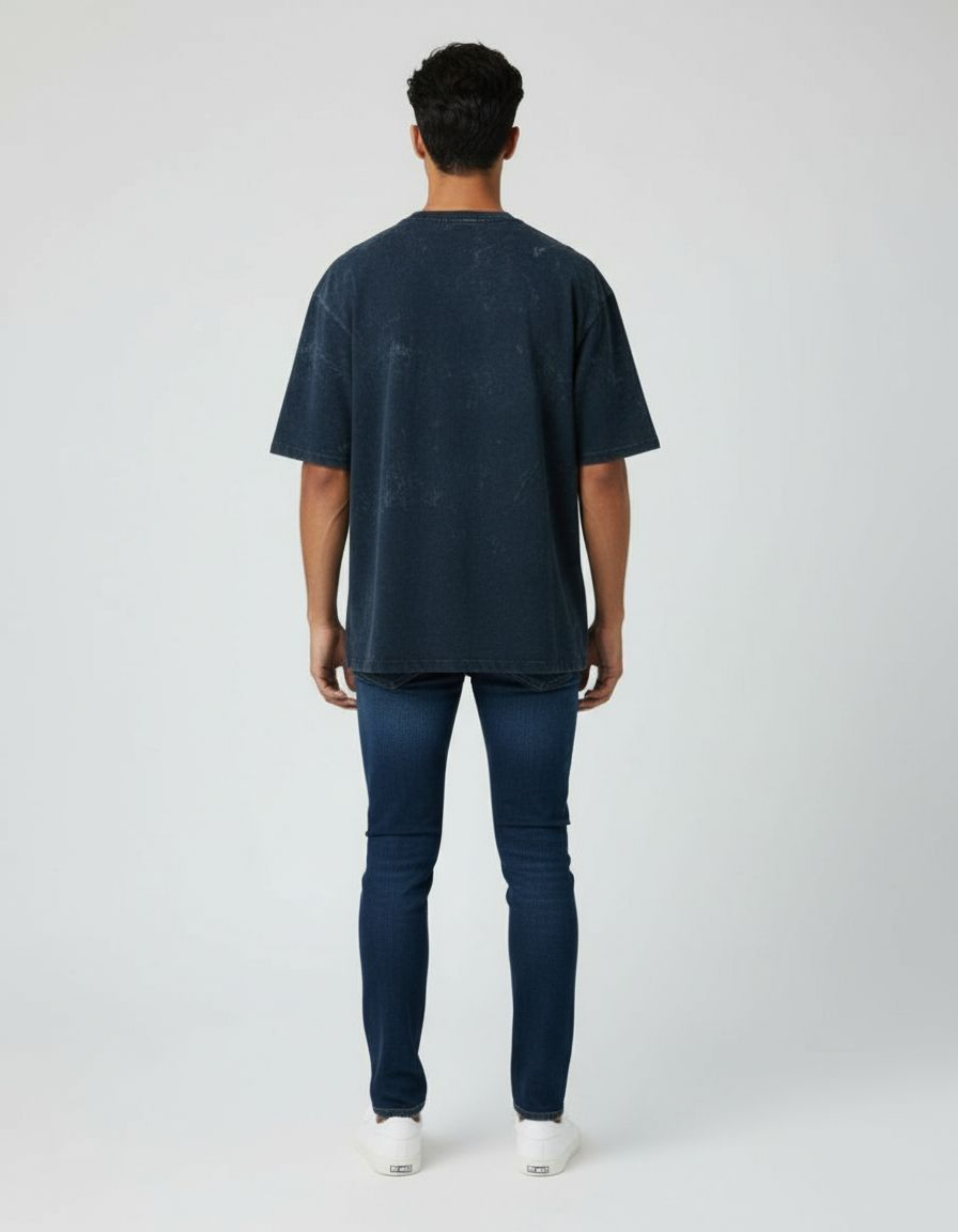 Plain Navy Blue Oversized Acid Washed T-Shirt