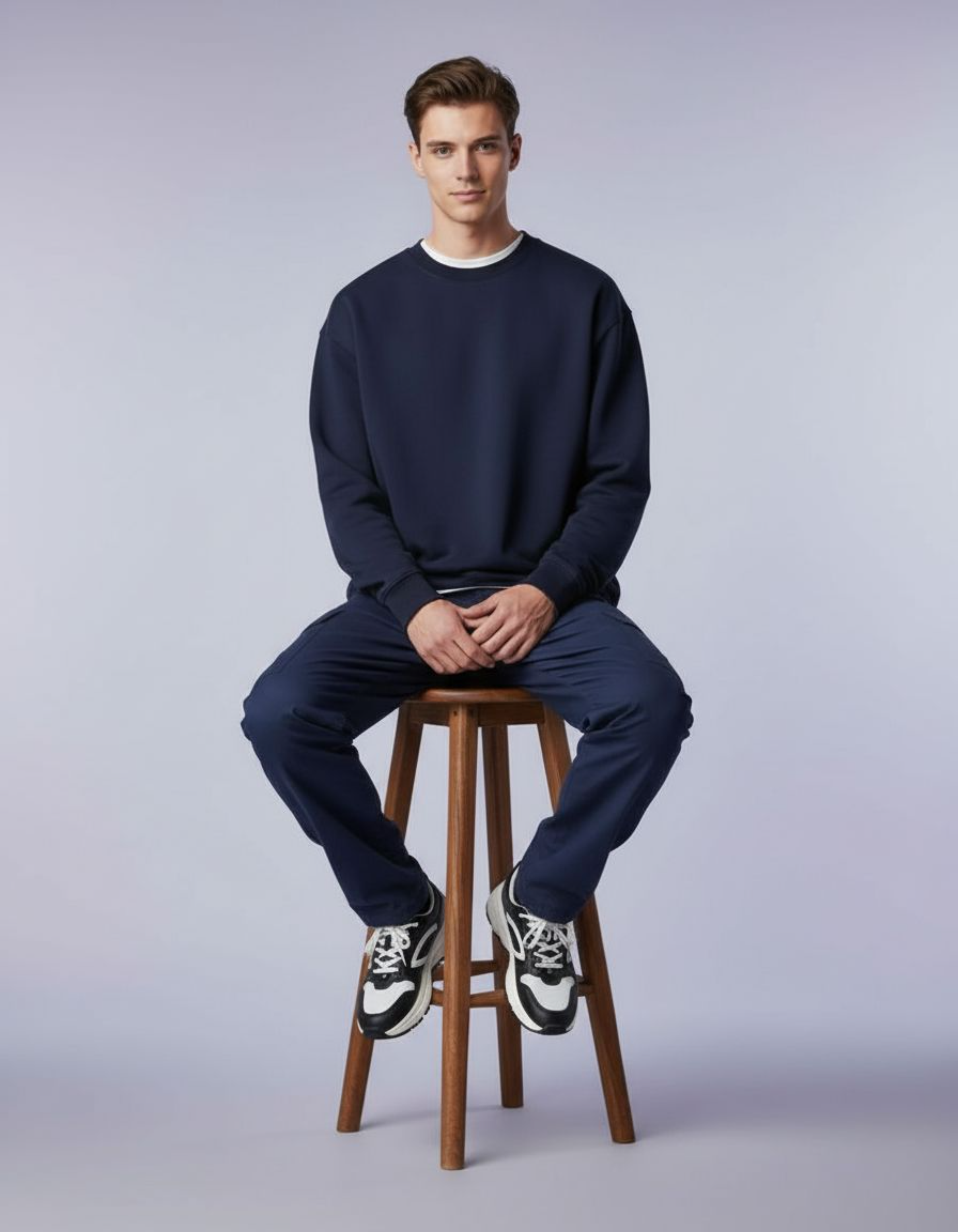 Solid Navy Blue Oversized Sweatshirt