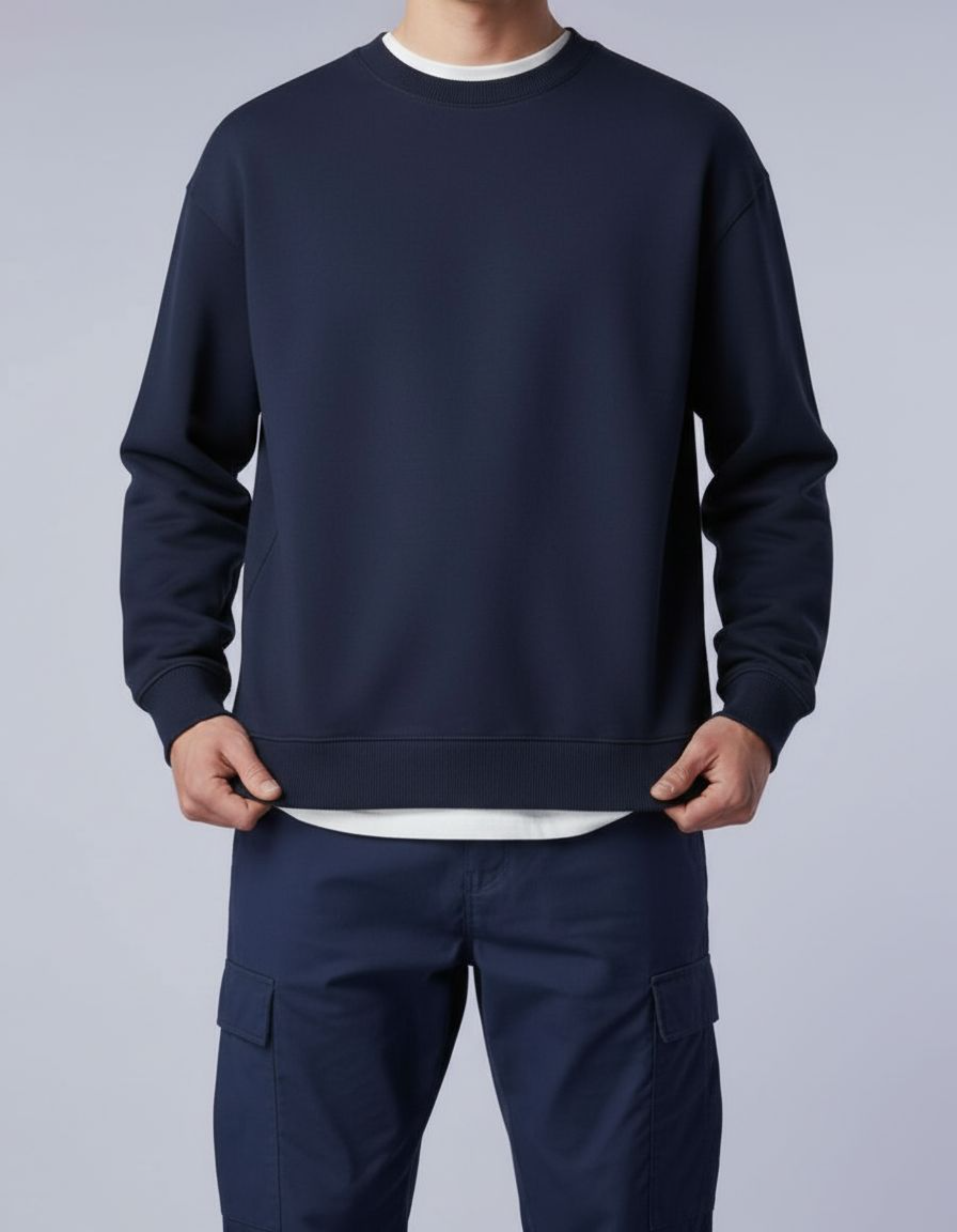 Solid Navy Blue Oversized Sweatshirt