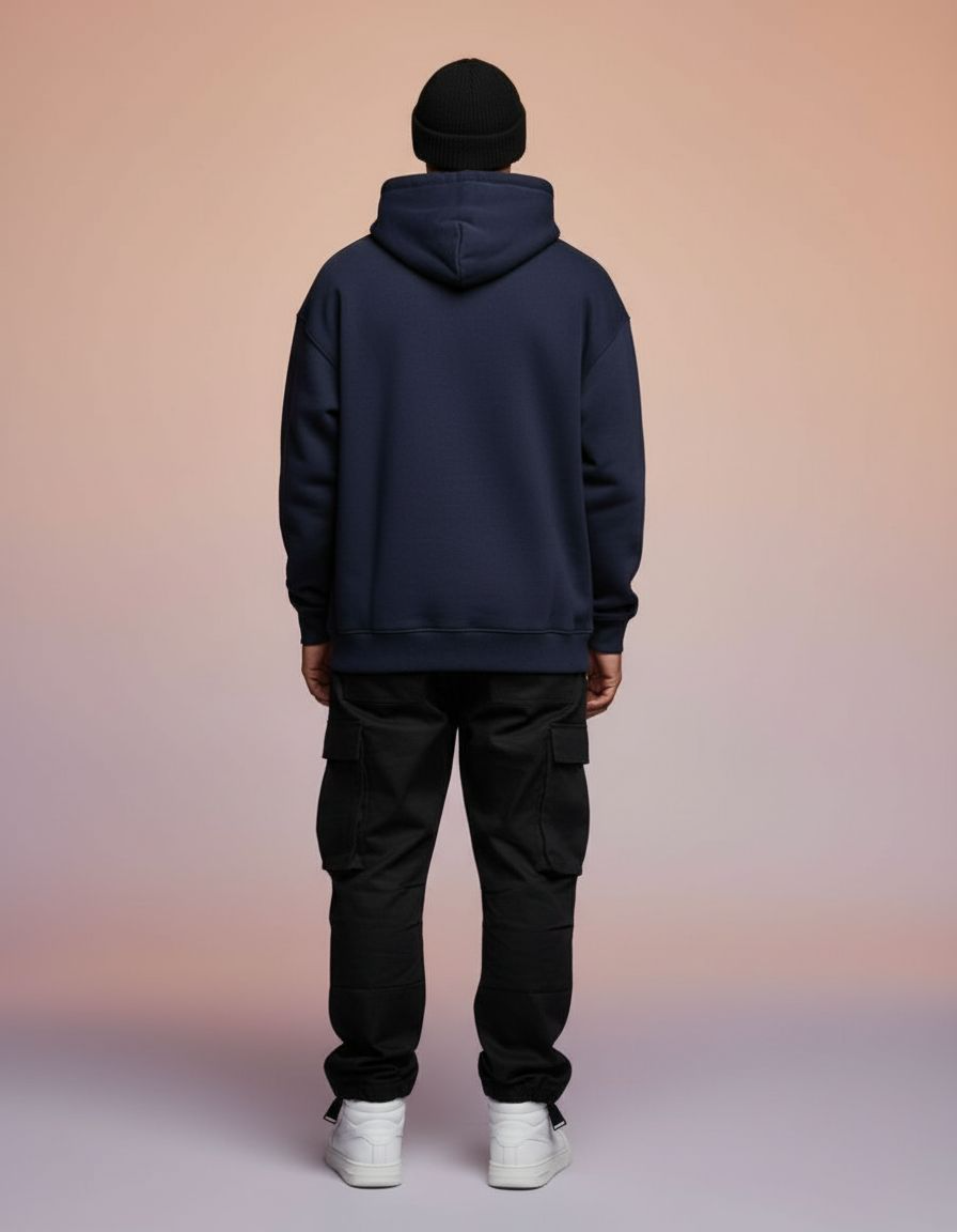 Basic Navy Blue Oversized Hoodie