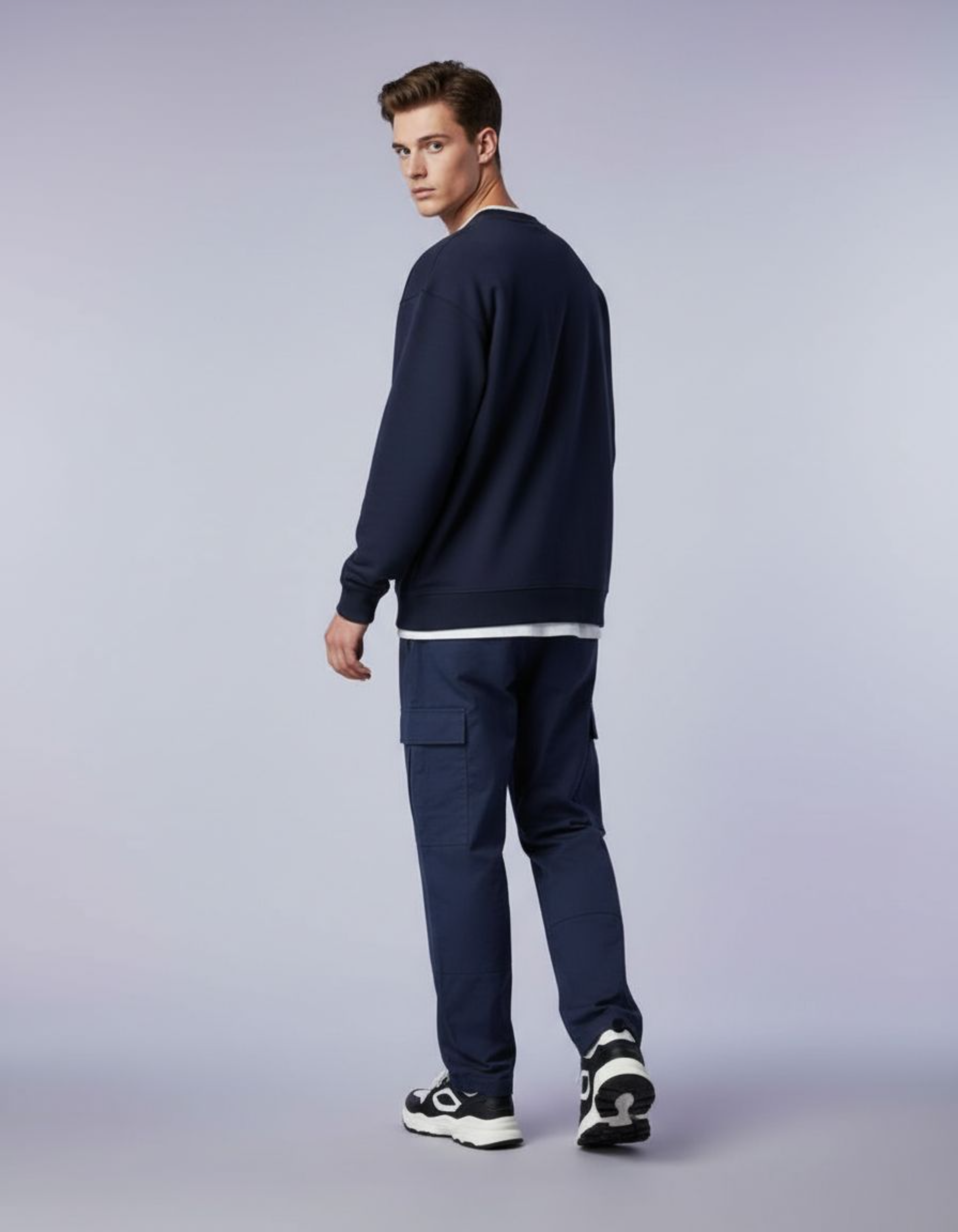 Solid Navy Blue Oversized Sweatshirt