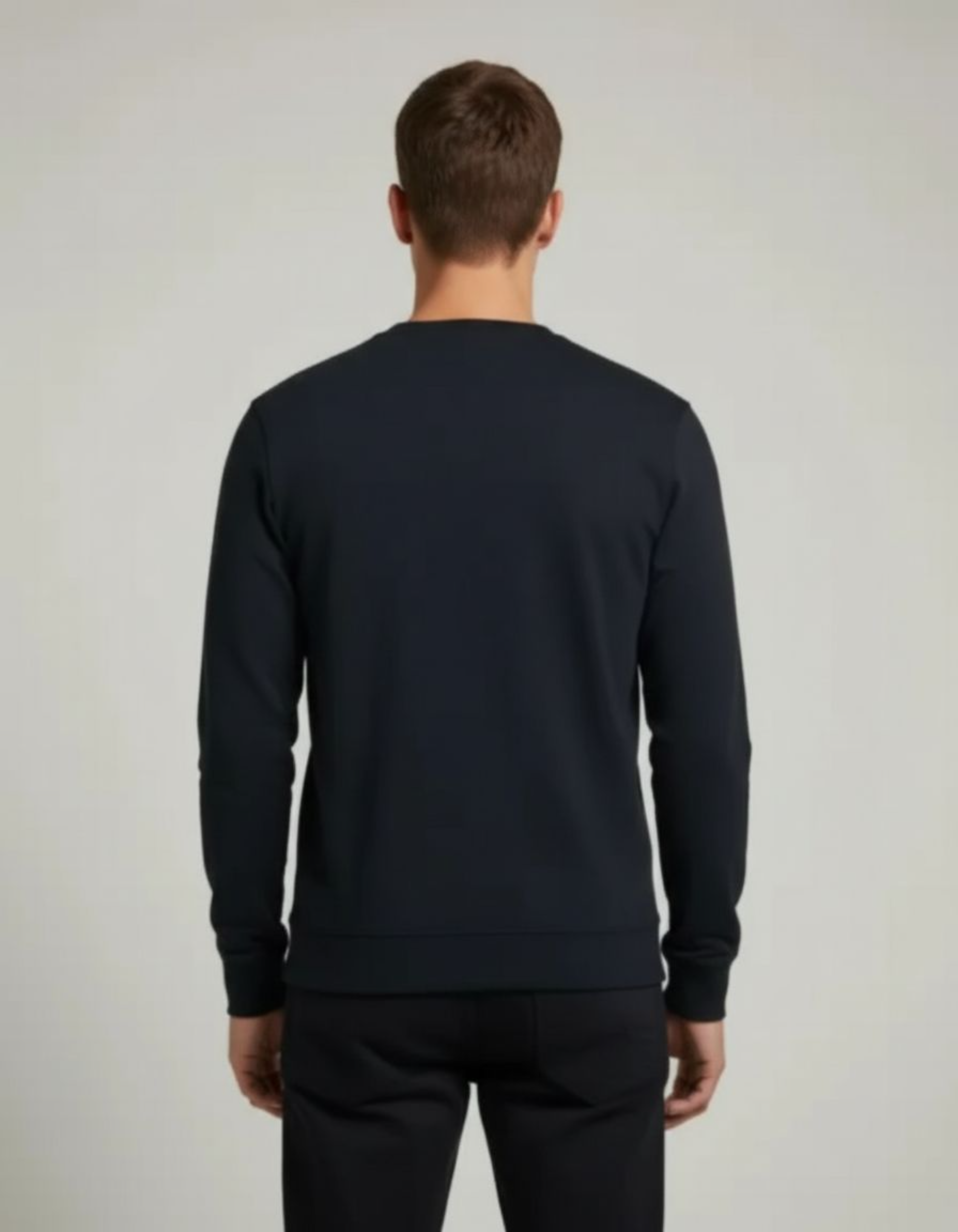 Navy Blue Floral Embroidery Sweatshirt