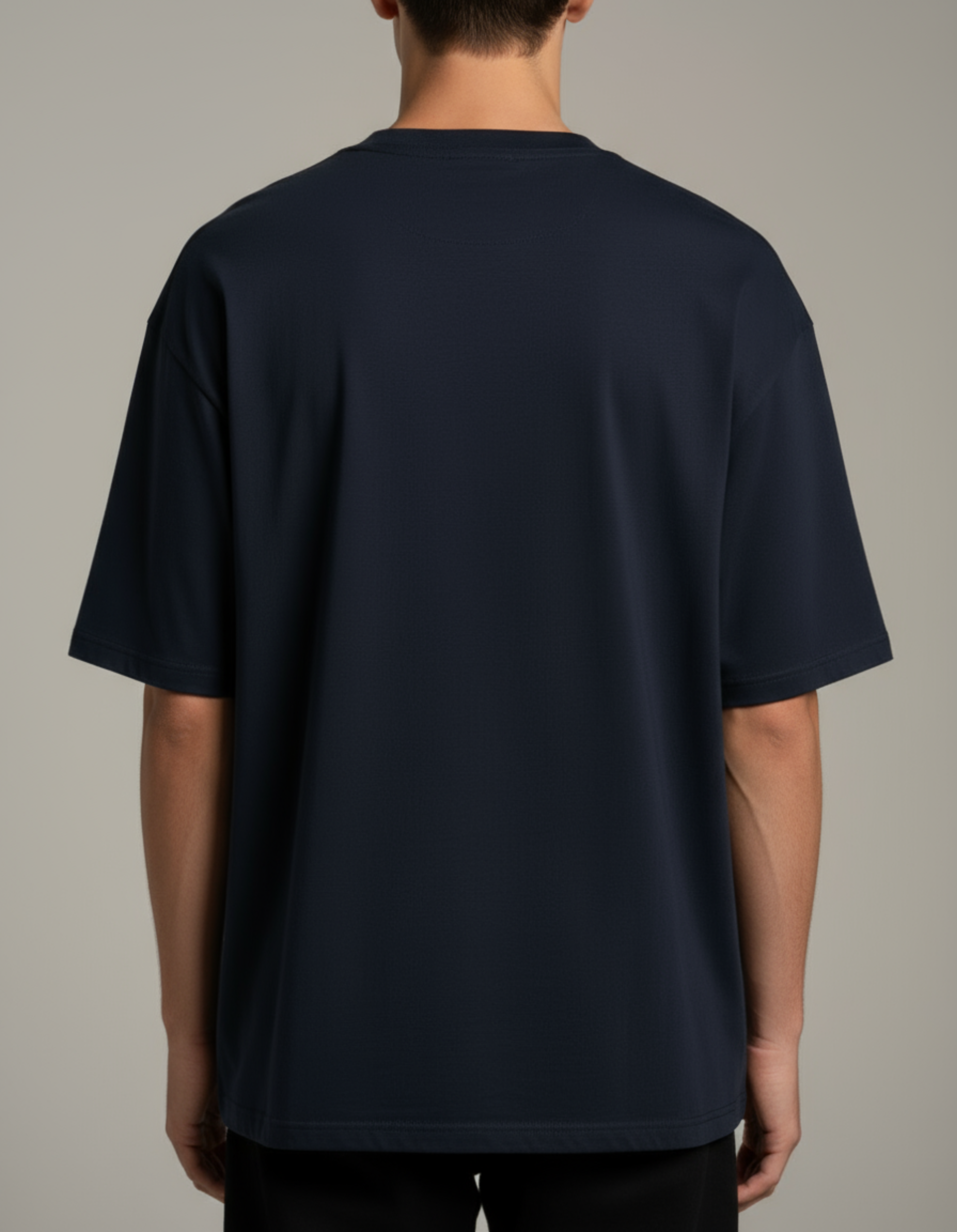 Navy Blue Respect the Locals Oversized Typography T-Shirt