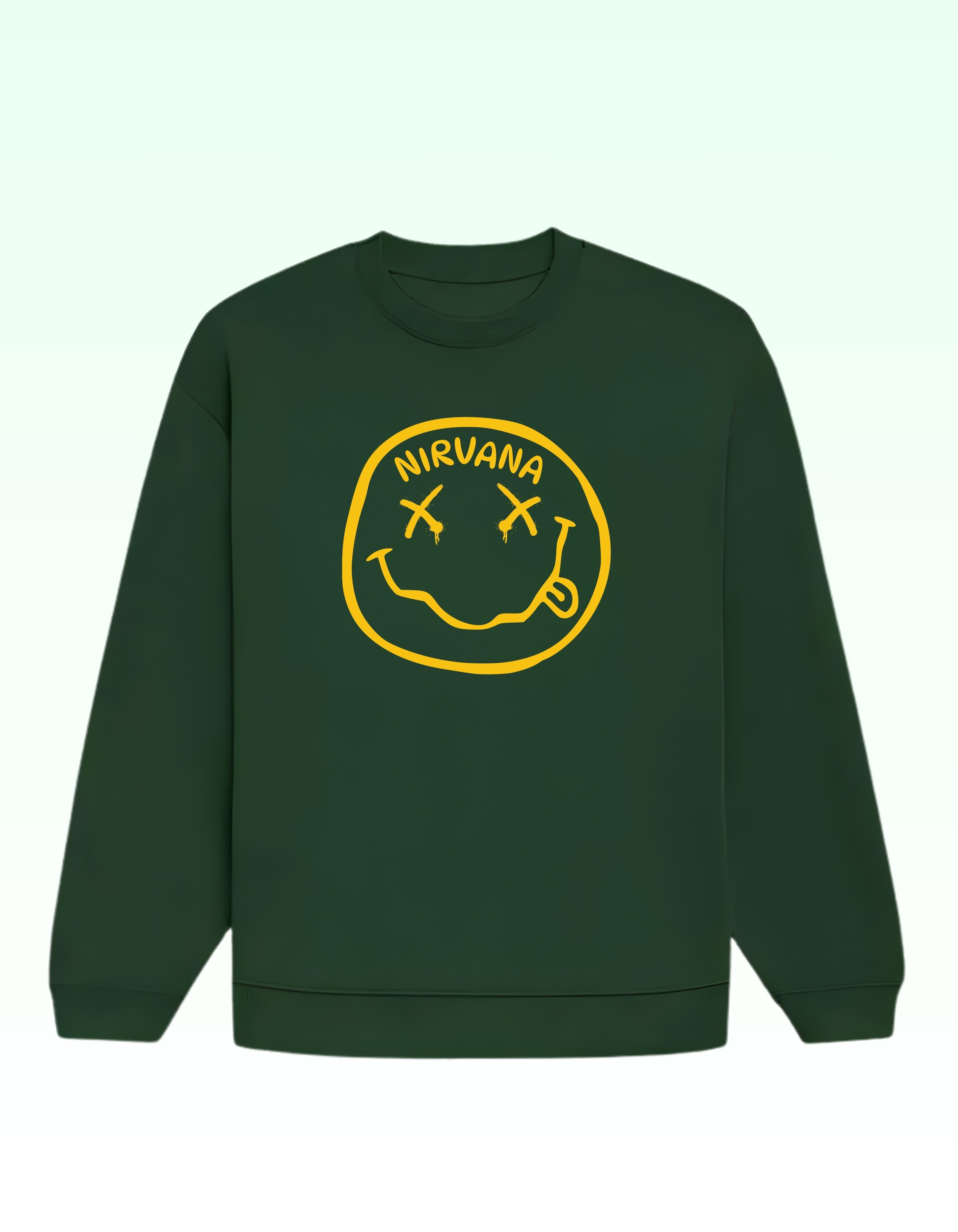 Green Nirvana Printed Oversized Sweatshirt