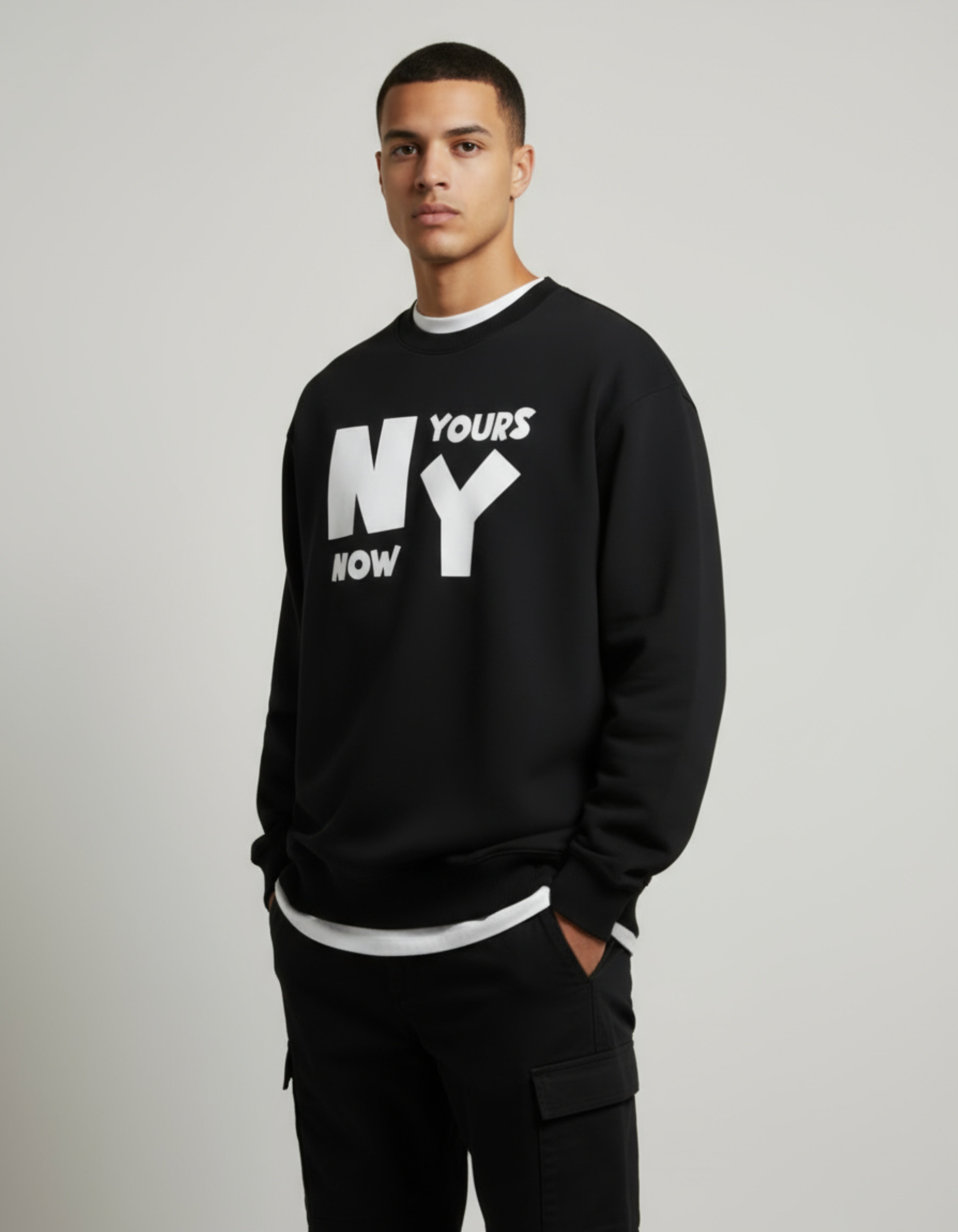 Black Now Yours Typography Oversized Sweatshirt
