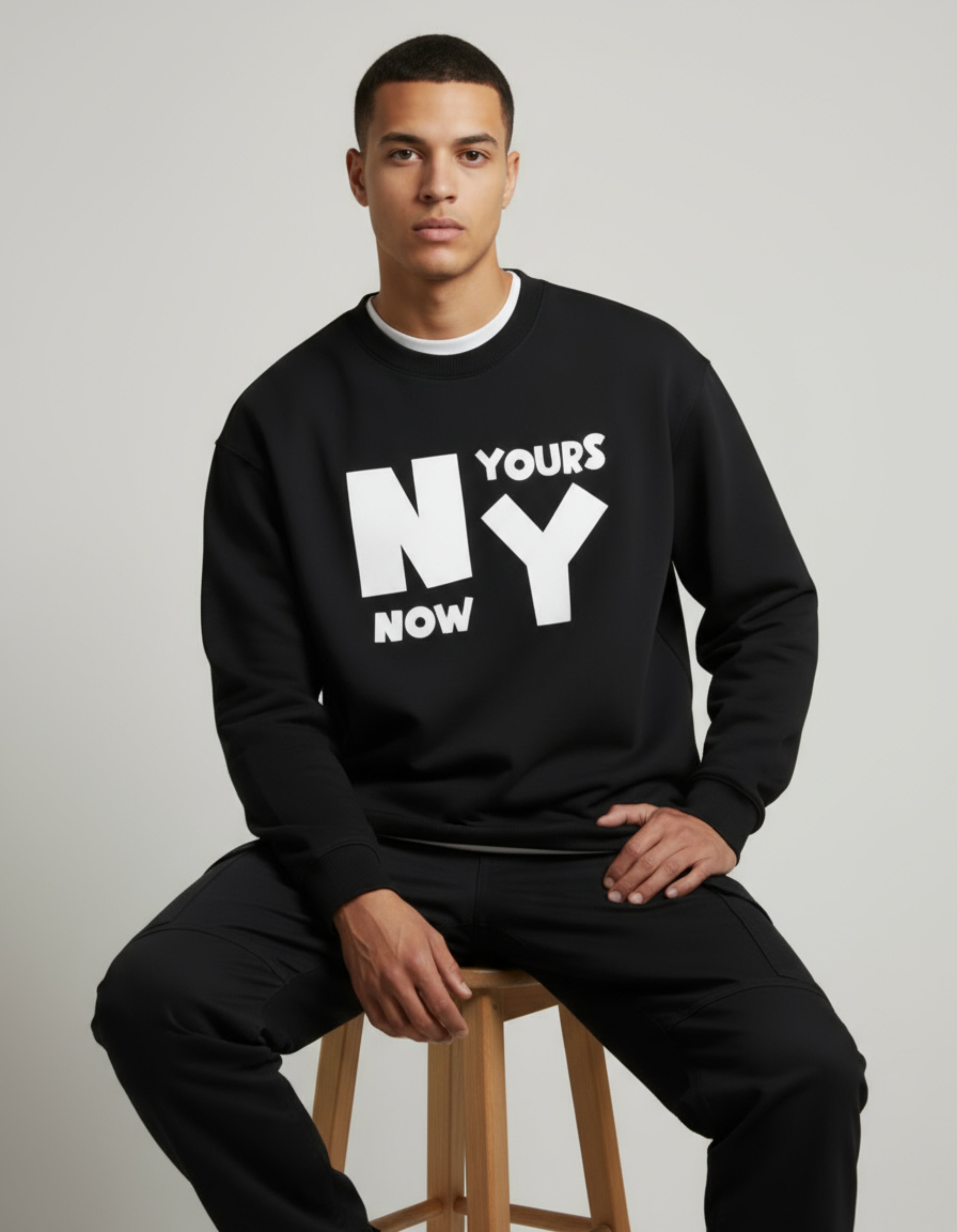 Black Now Yours Typography Oversized Sweatshirt