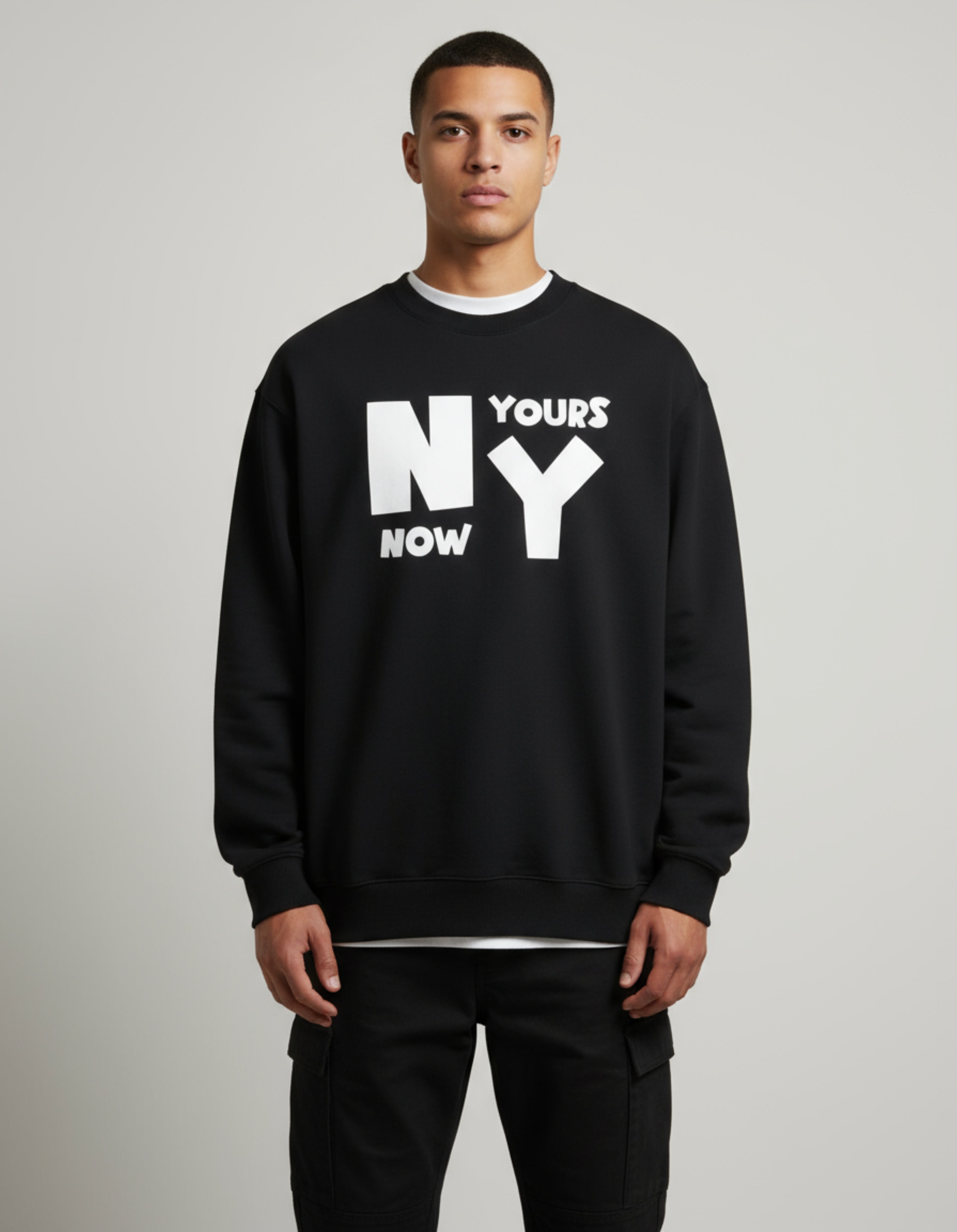 Black Now Yours Typography Oversized Sweatshirt