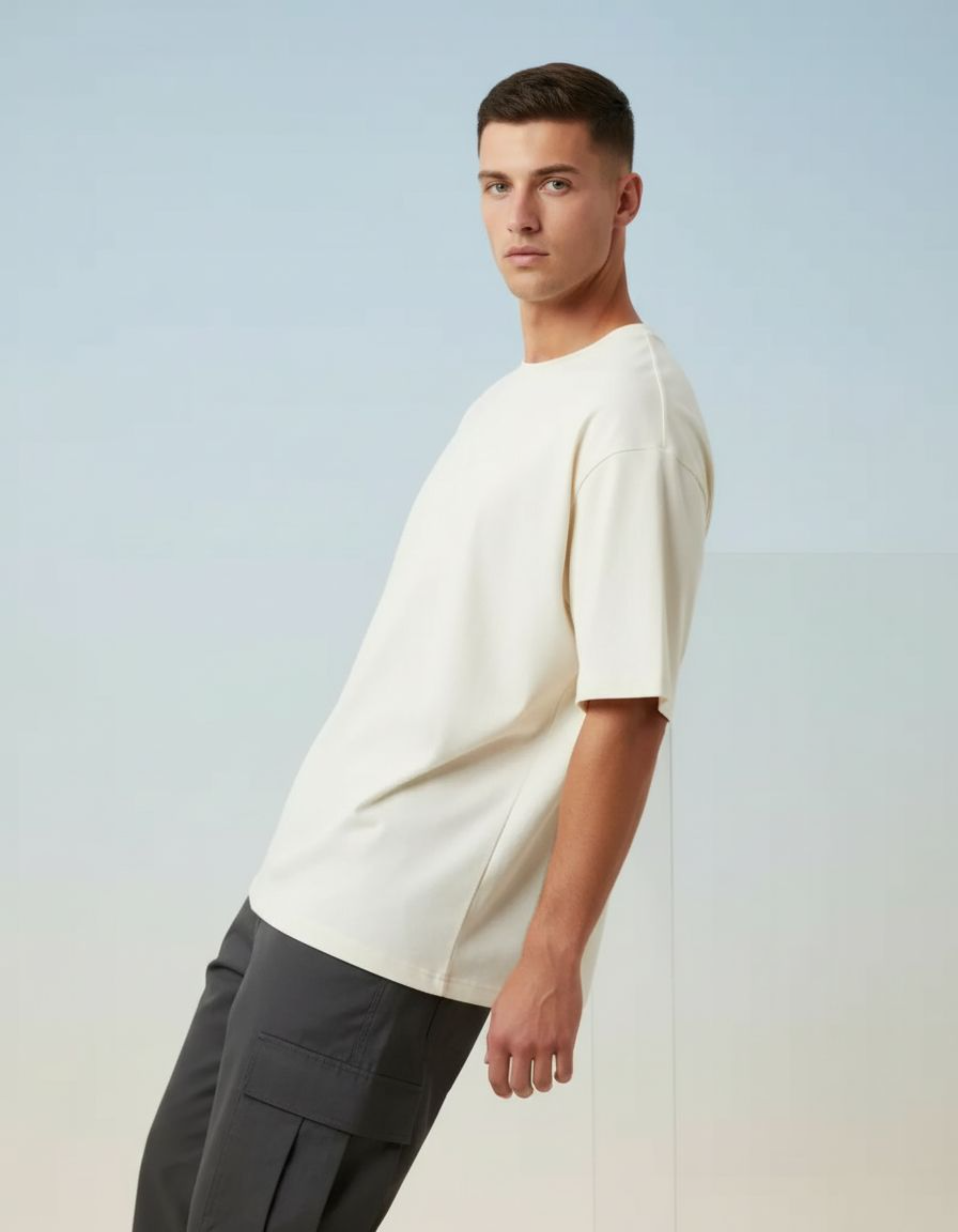 Solid Off White Oversized T-Shirt