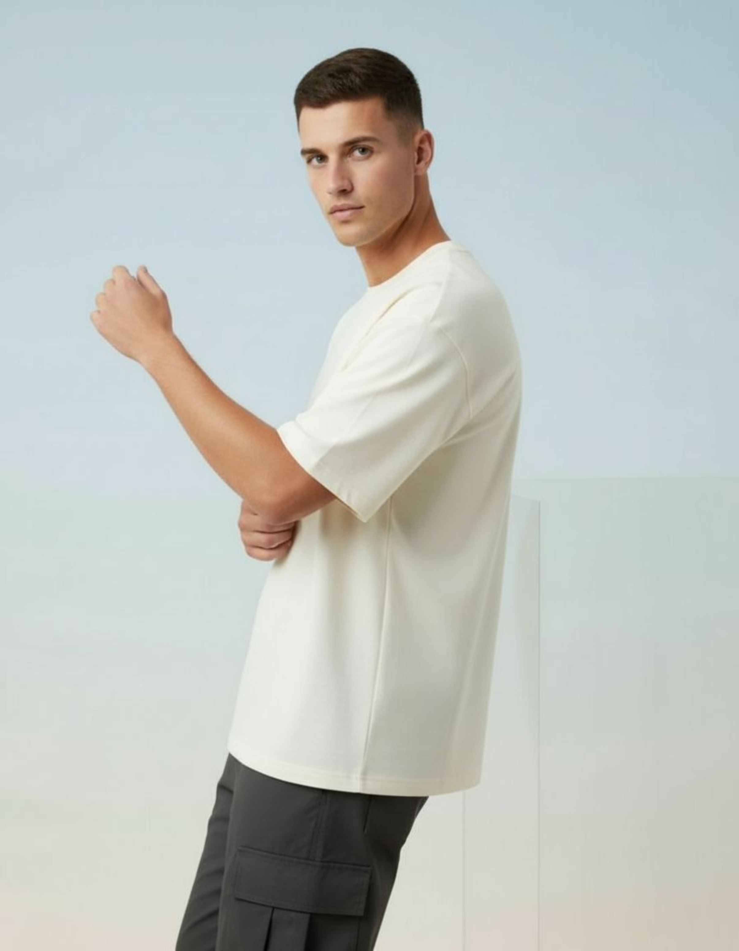 Solid Off White Oversized T-Shirt