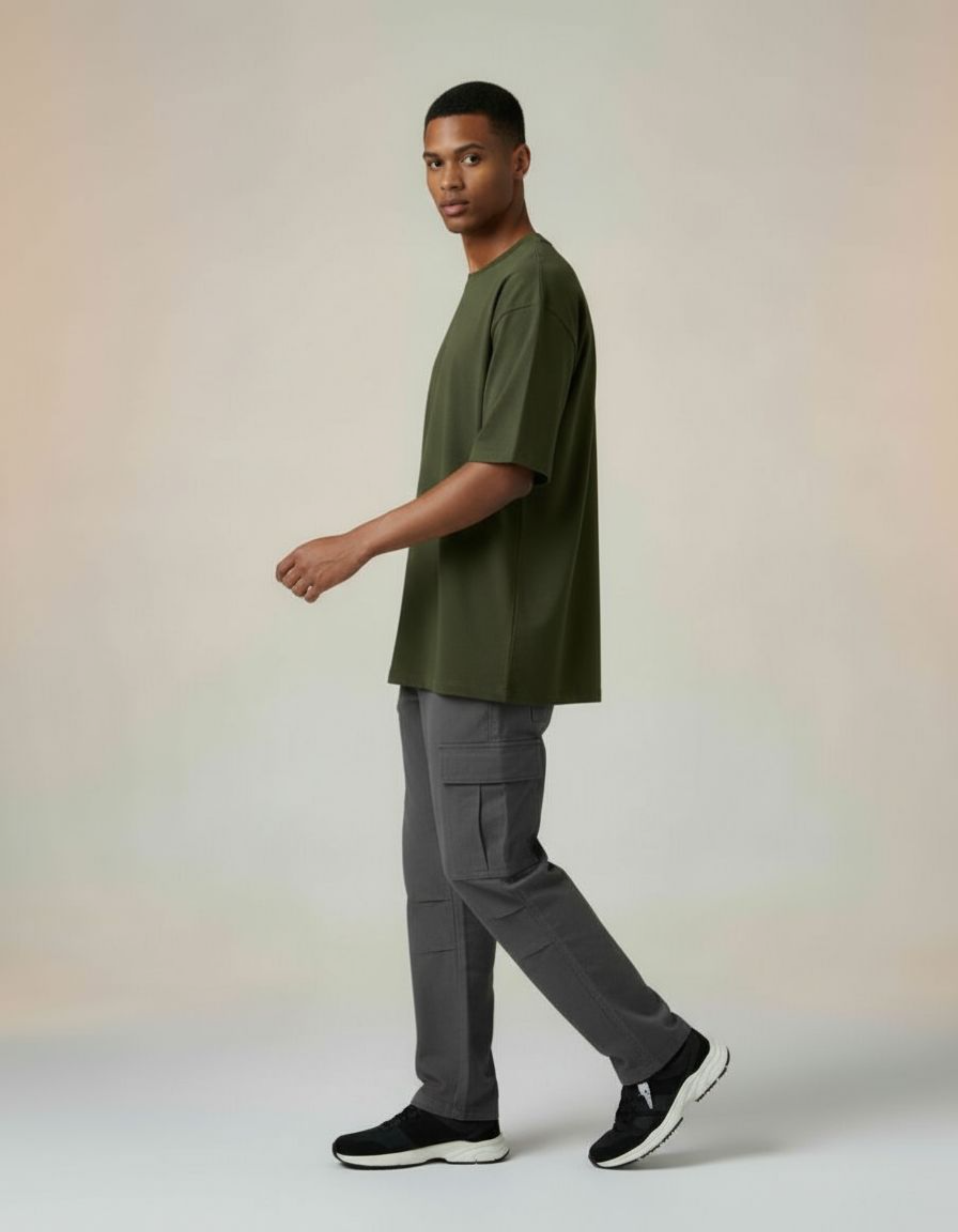 Solid Olive Green Oversized T-Shirt