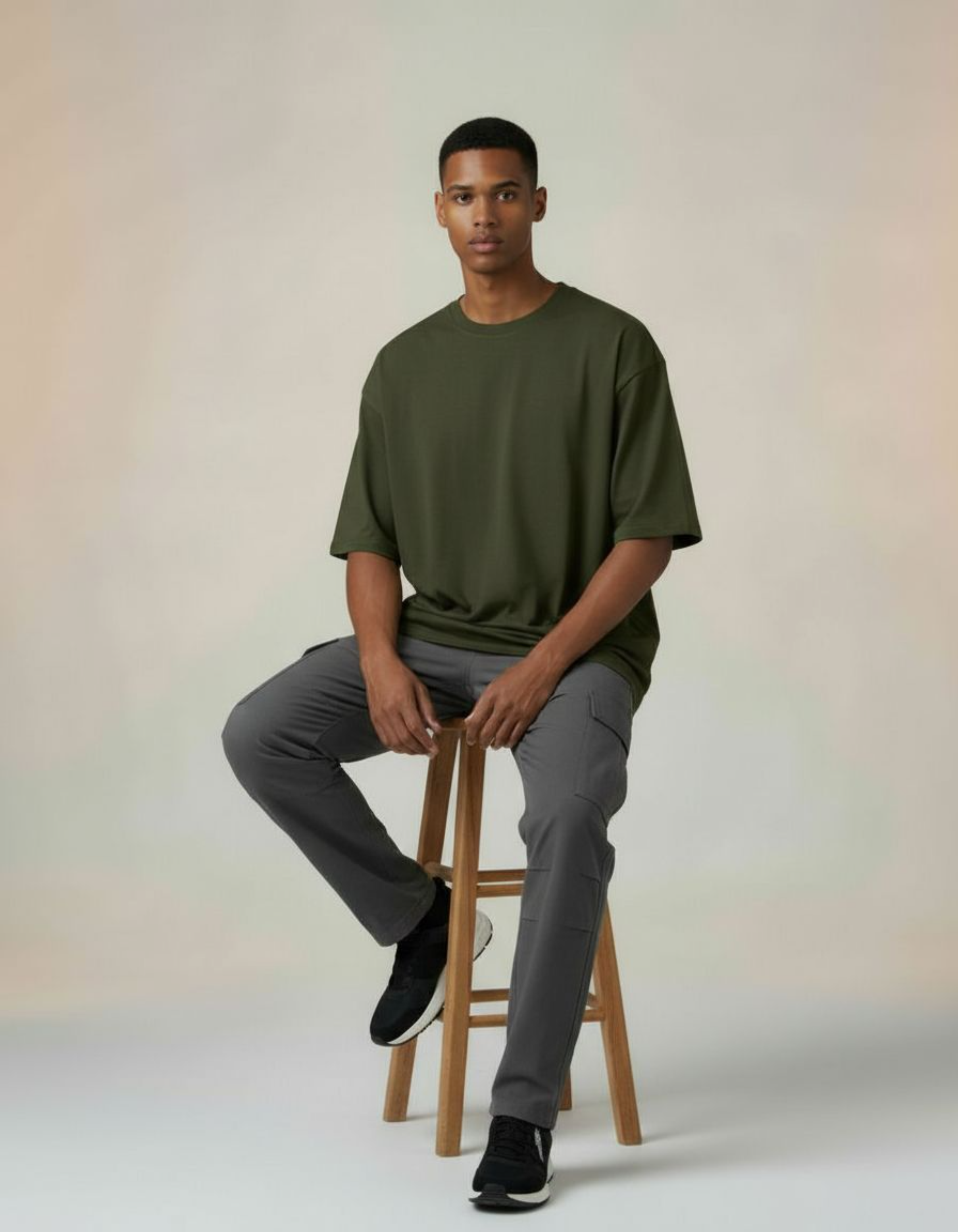 Solid Olive Green Oversized T-Shirt