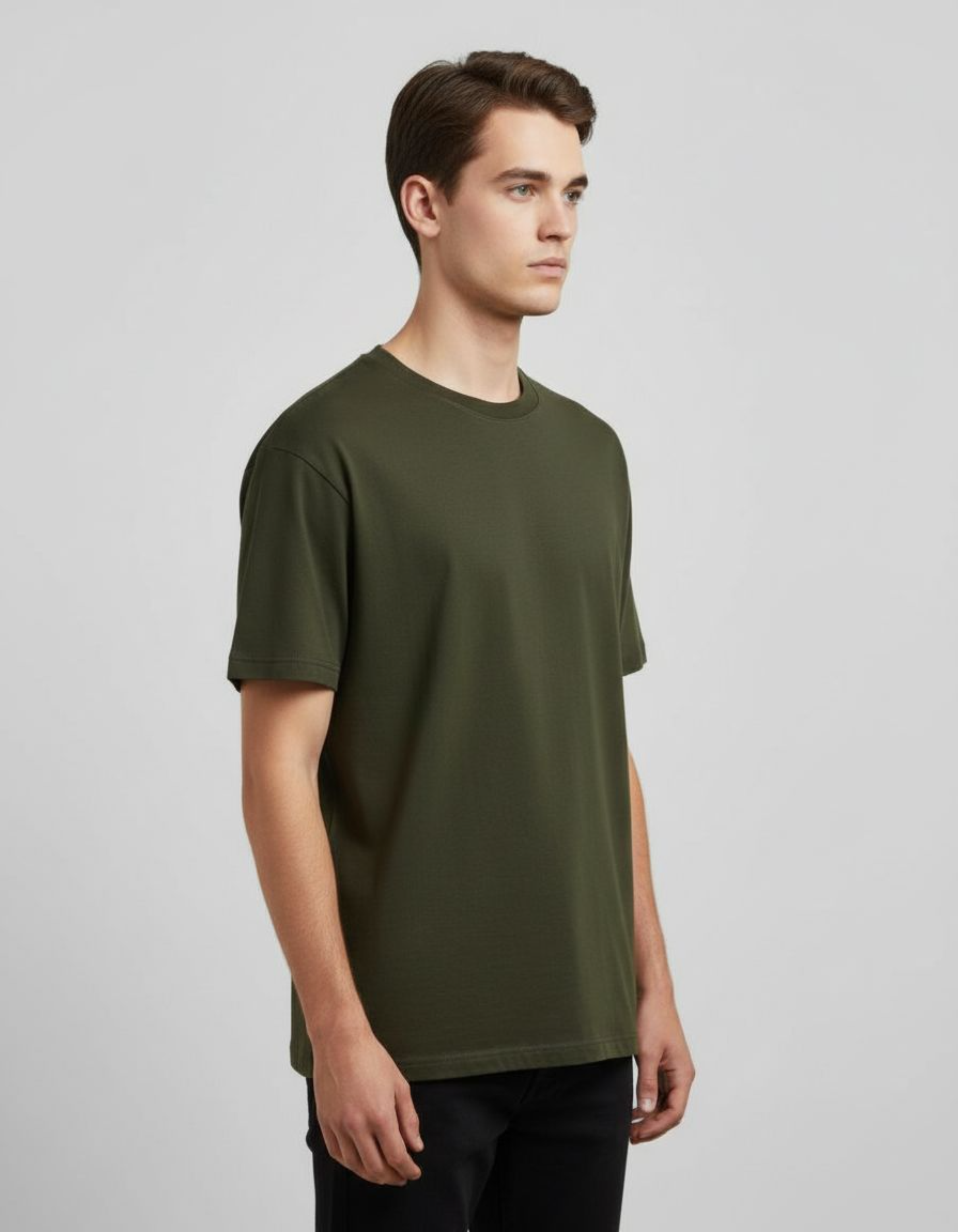 Solid Olive Green Regular Fit T-Shirt