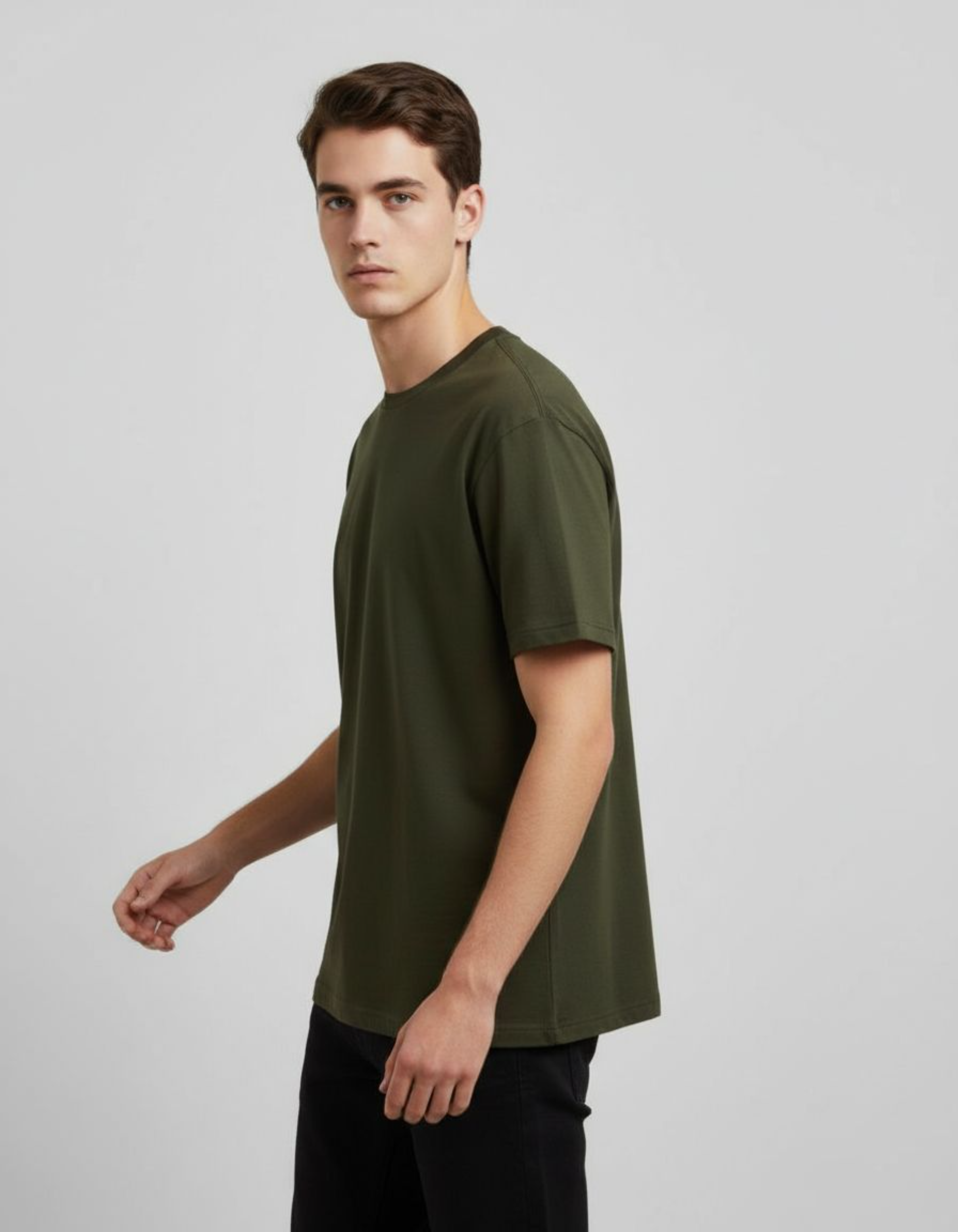 Solid Olive Green Regular Fit T-Shirt
