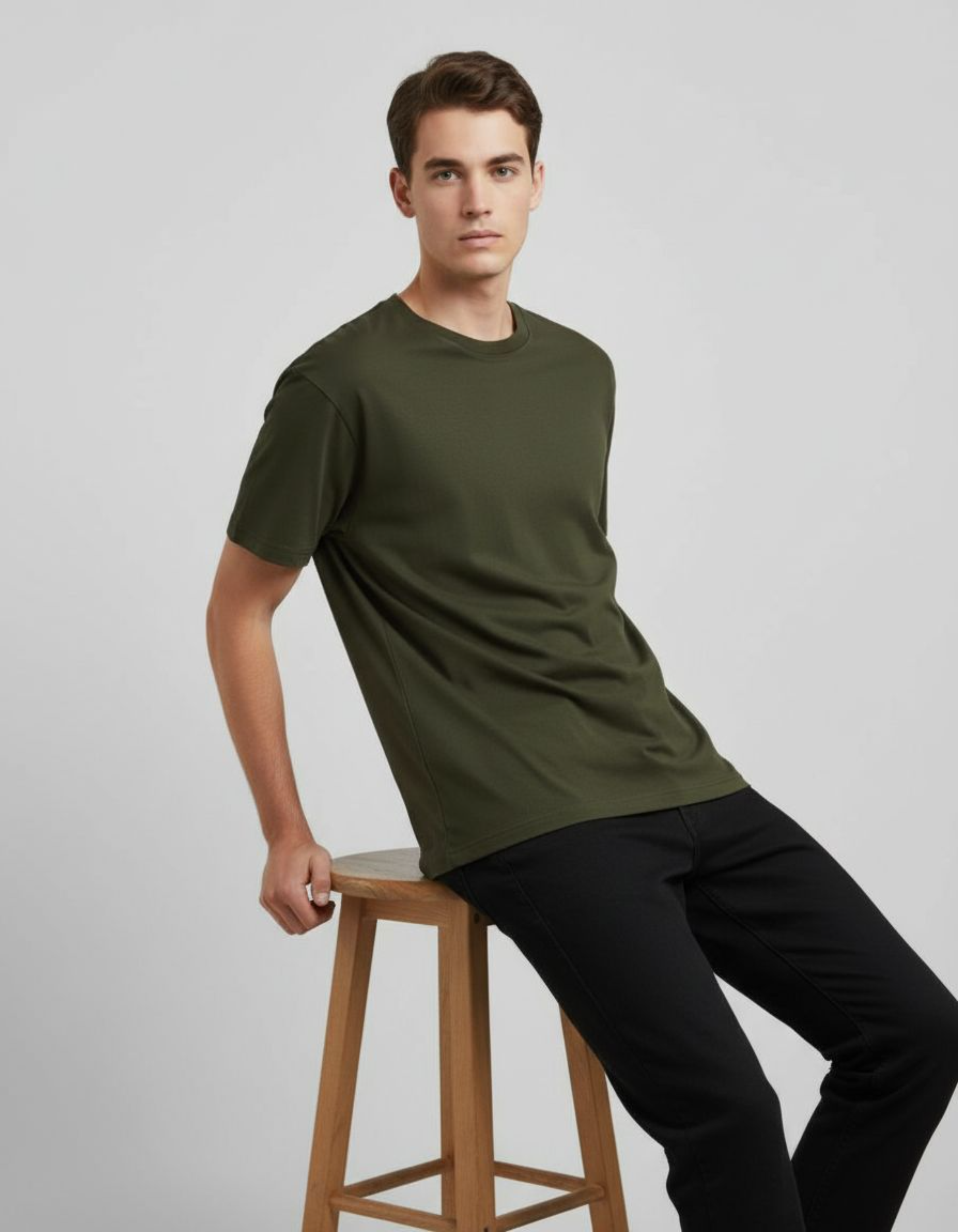 Solid Olive Green Regular Fit T-Shirt