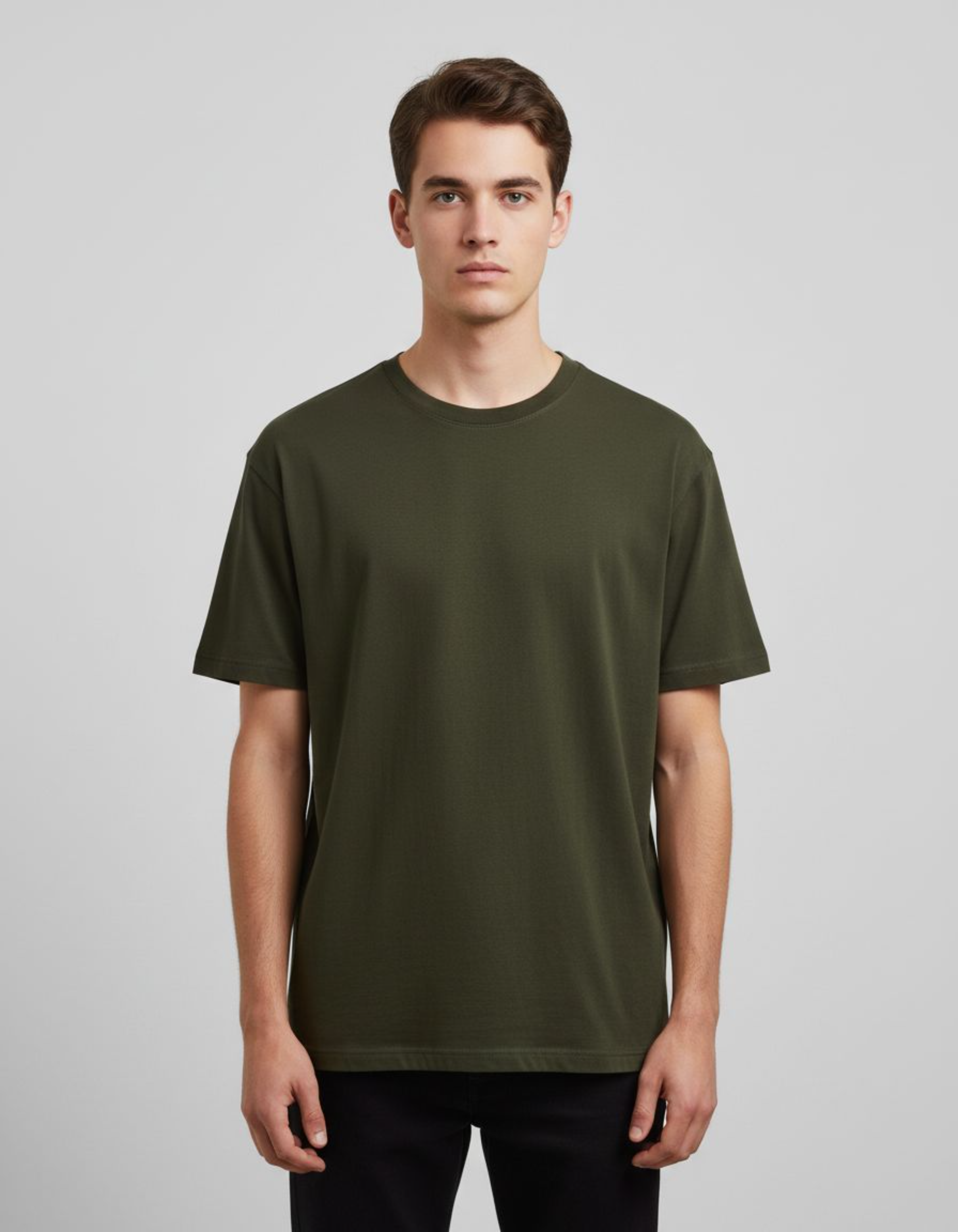 Solid Olive Green Regular Fit T-Shirt