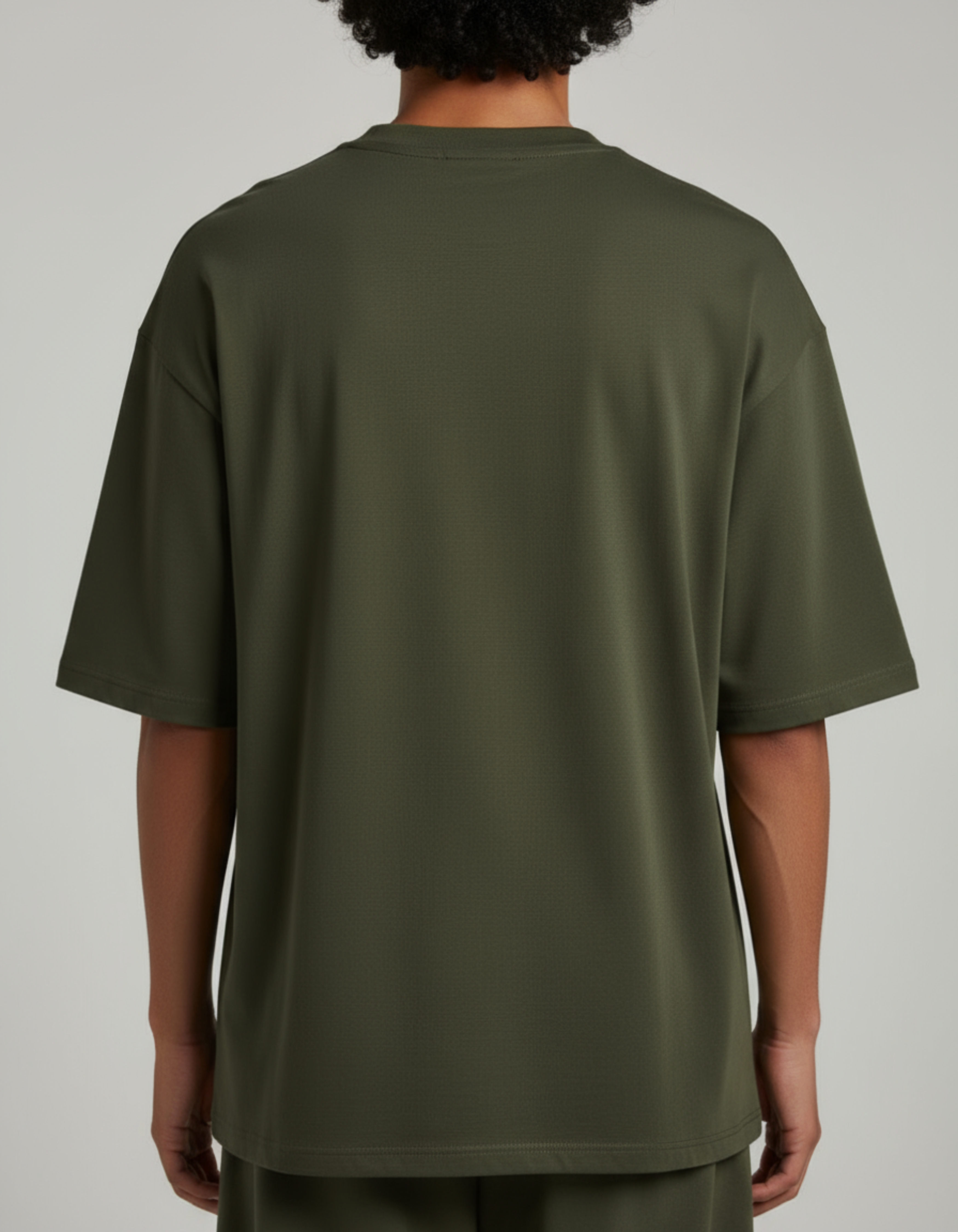 Olive Green Respect the Locals Oversized Typography T-Shirt