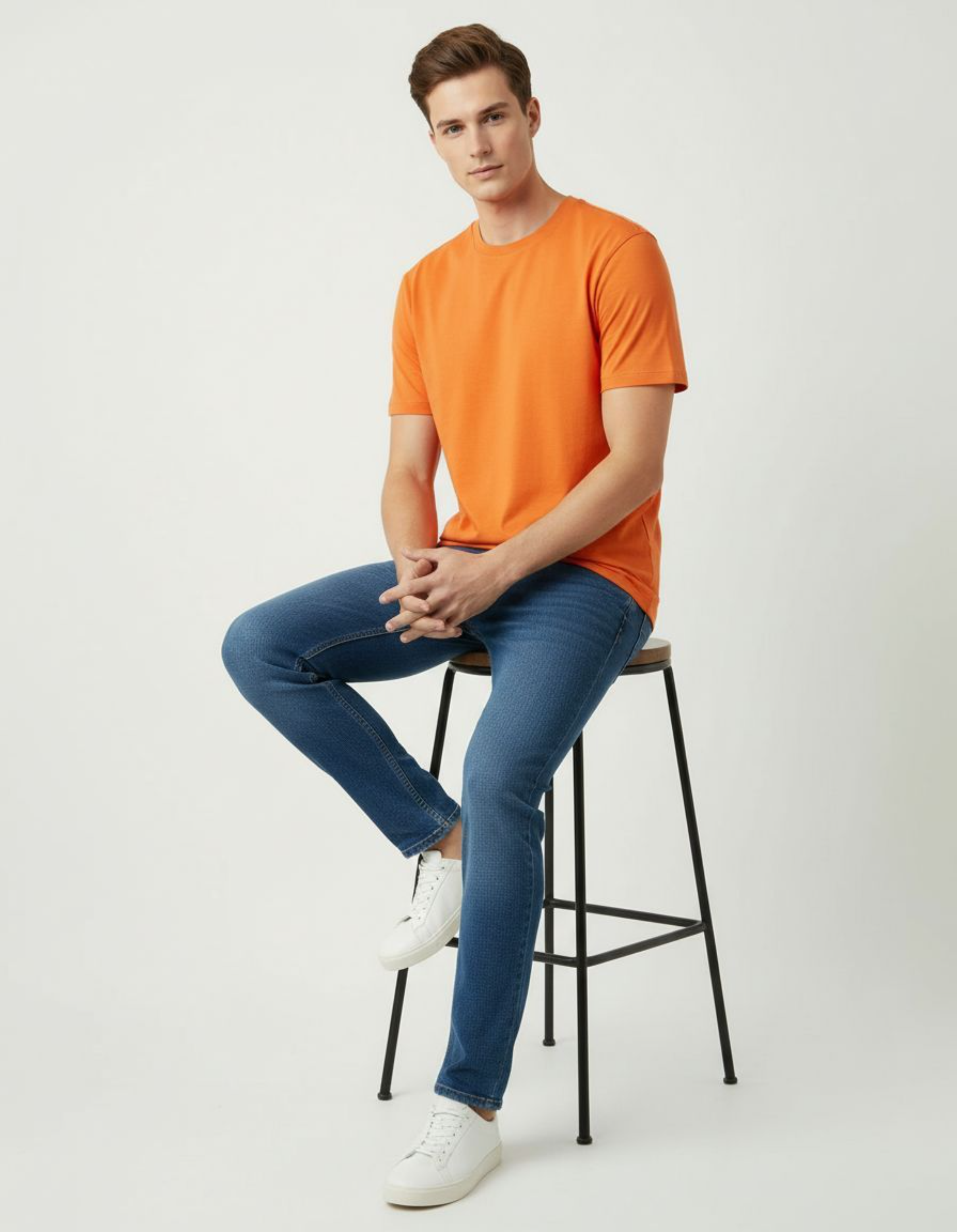 Solid Orange Regular Fit T-Shirt