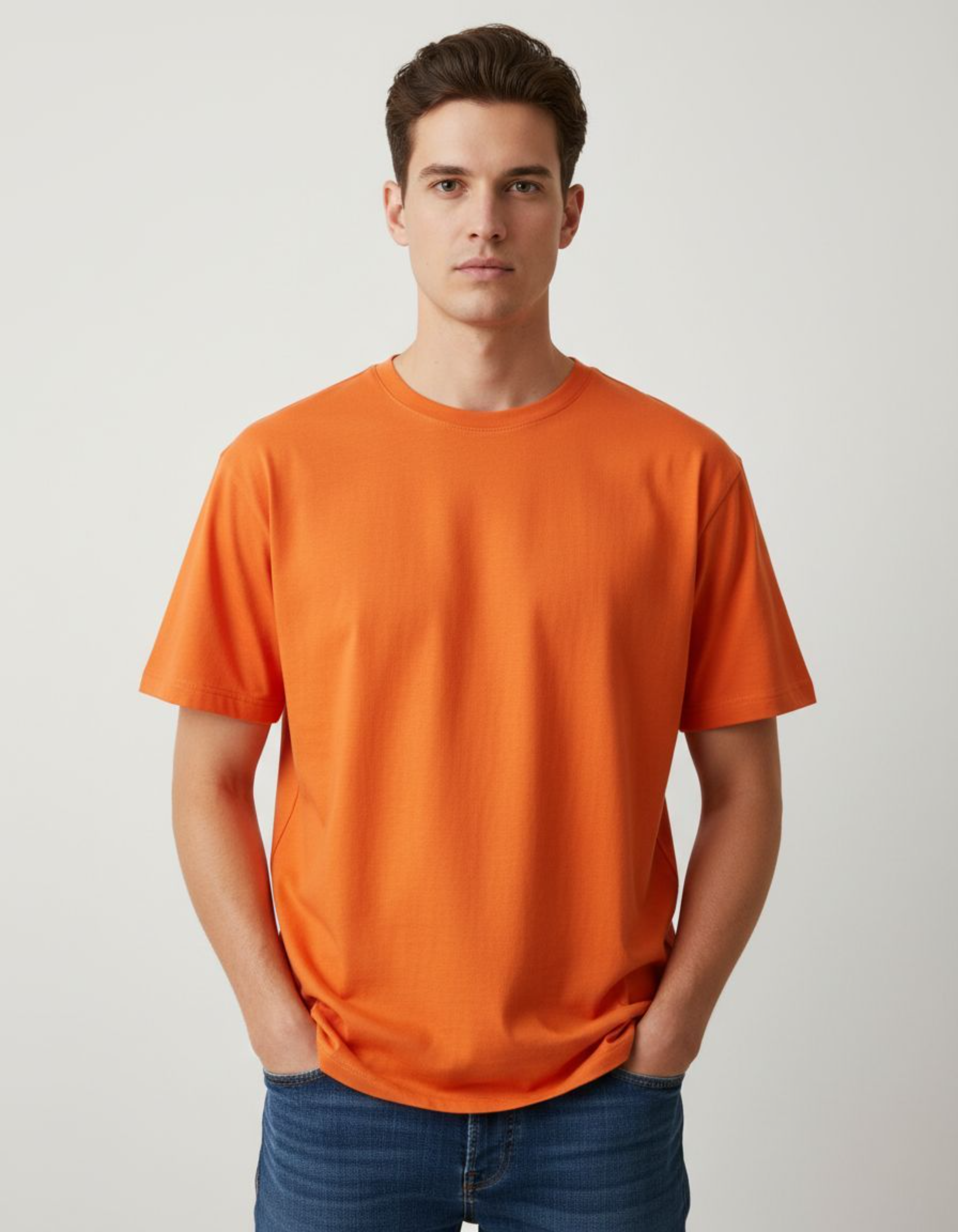 Solid Orange Regular Fit T-Shirt