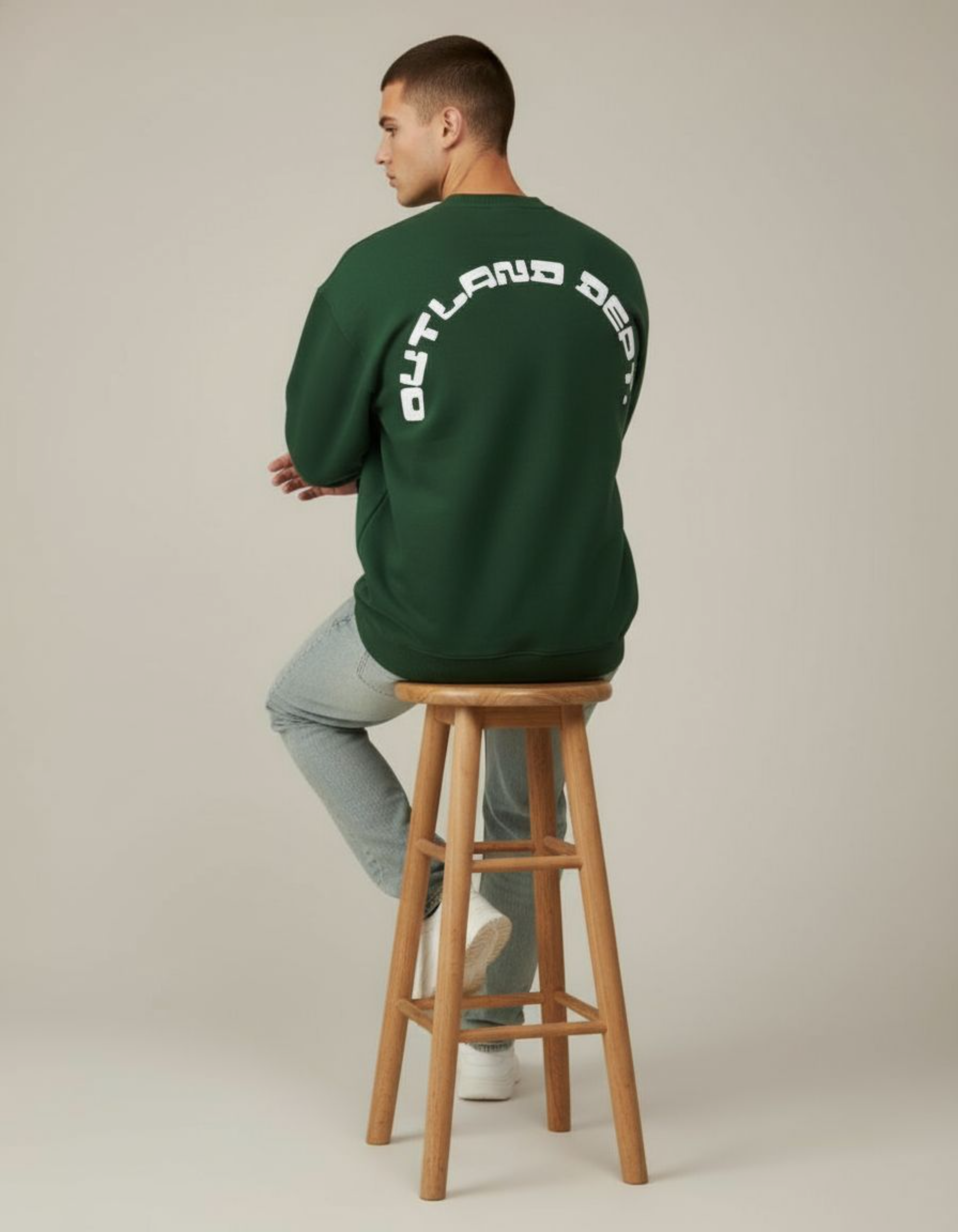 Green Outland Dept. Typography Oversized Sweatshirt