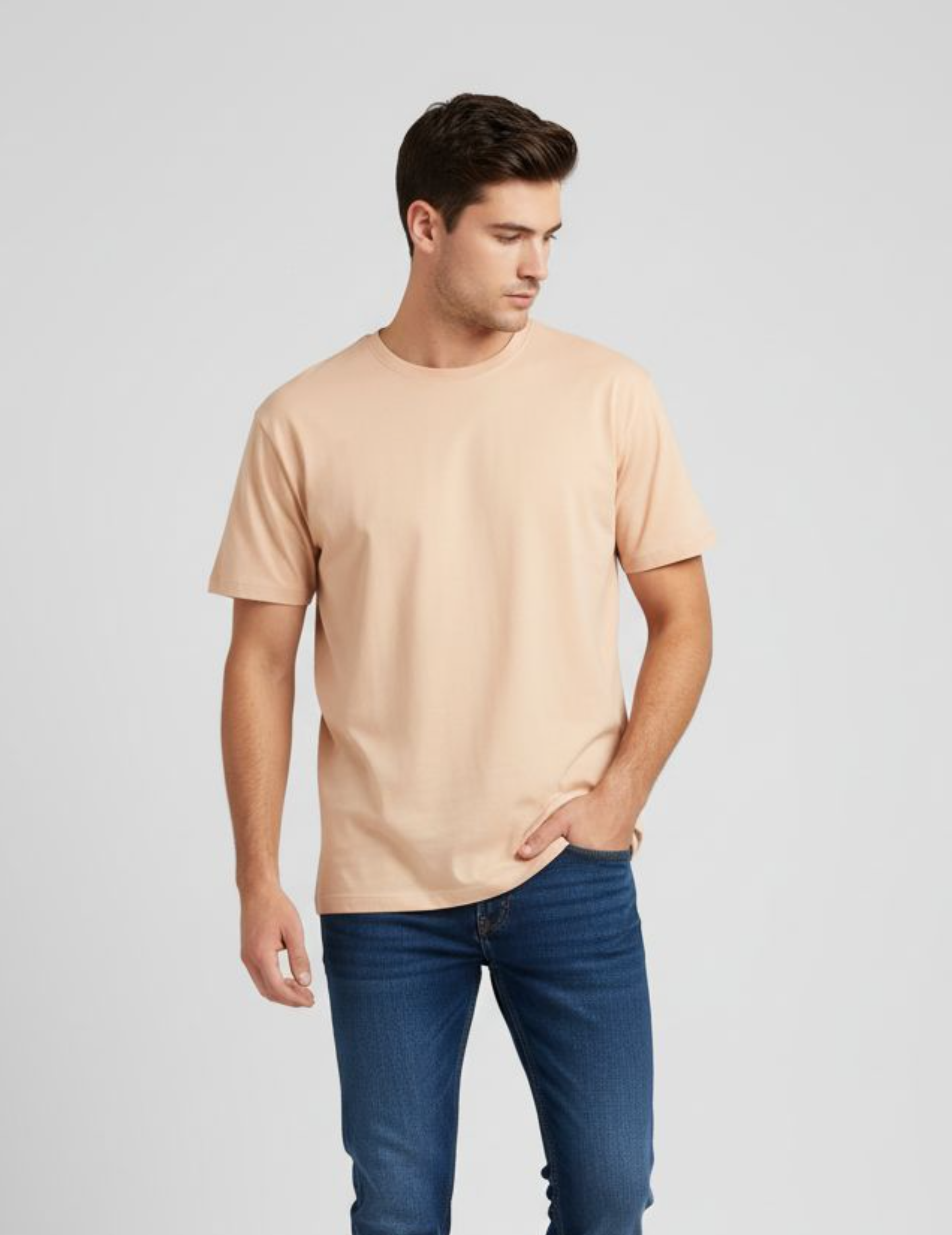 Solid Peach Regular Fit T-Shirt