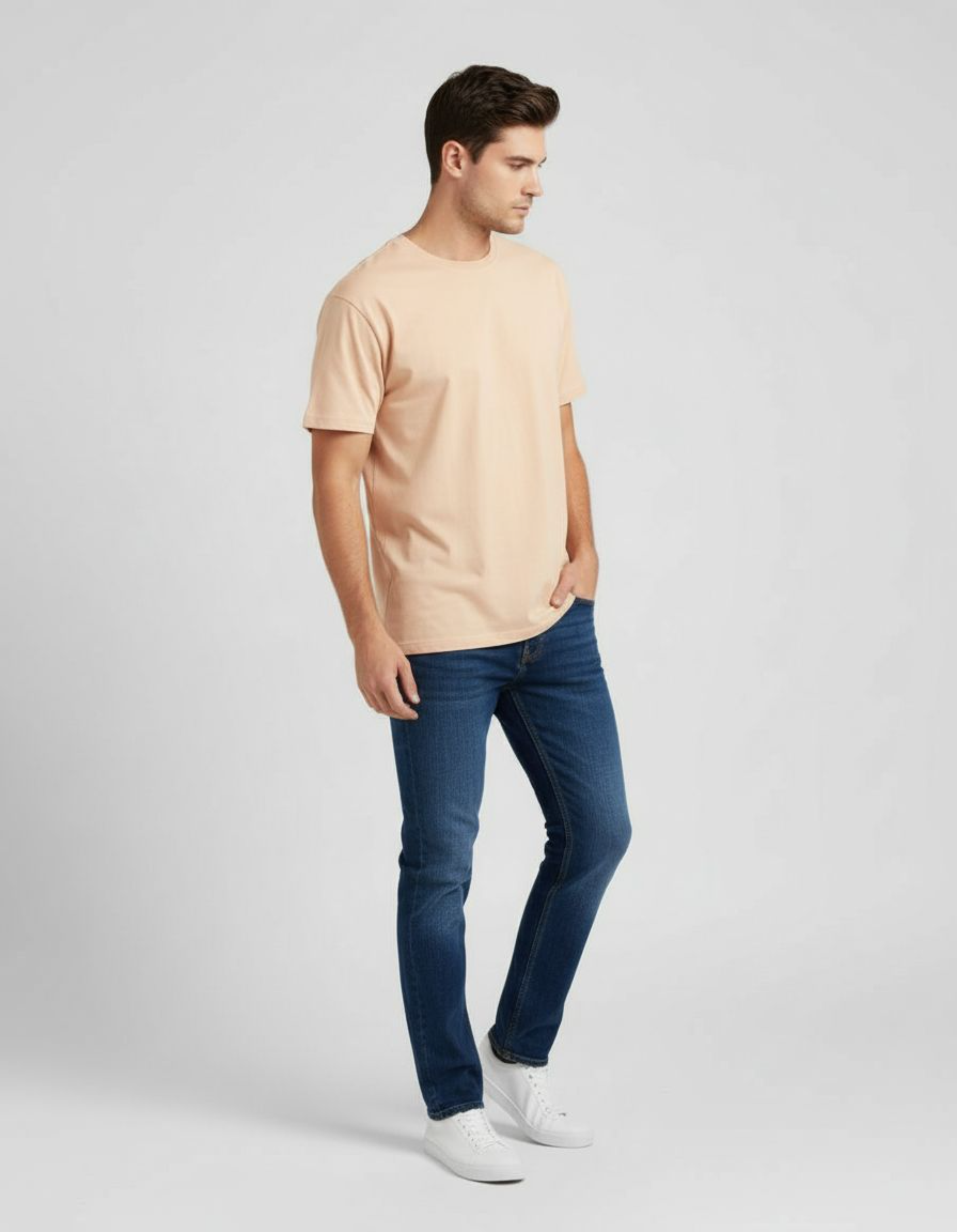 Solid Peach Regular Fit T-Shirt