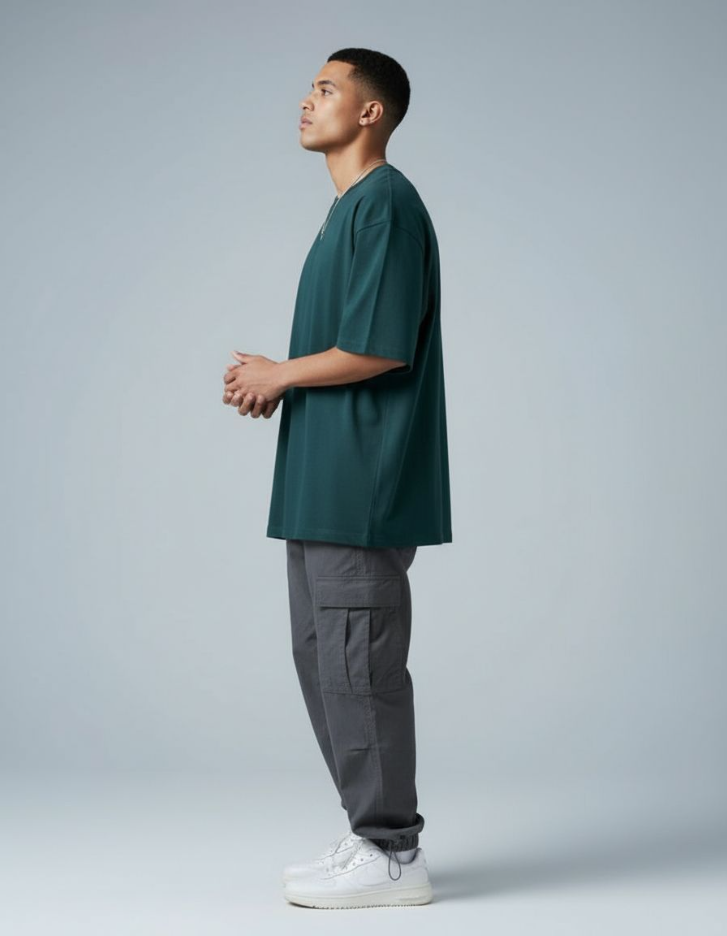 Solid Petrol Blue Oversized T-Shirt