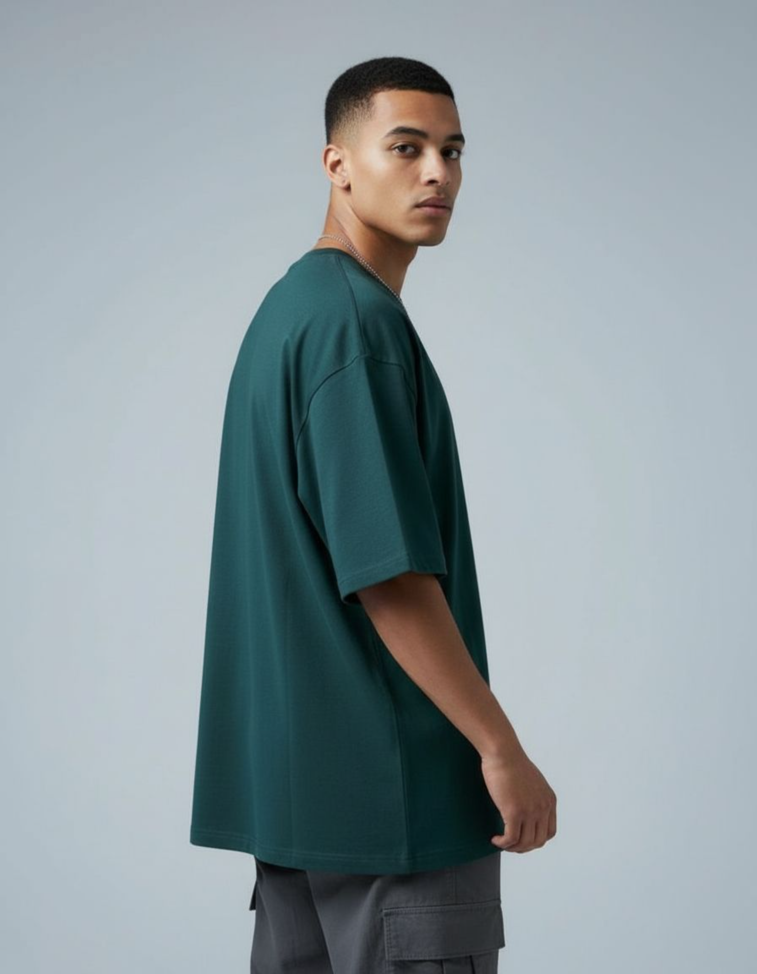 Solid Petrol Blue Oversized T-Shirt