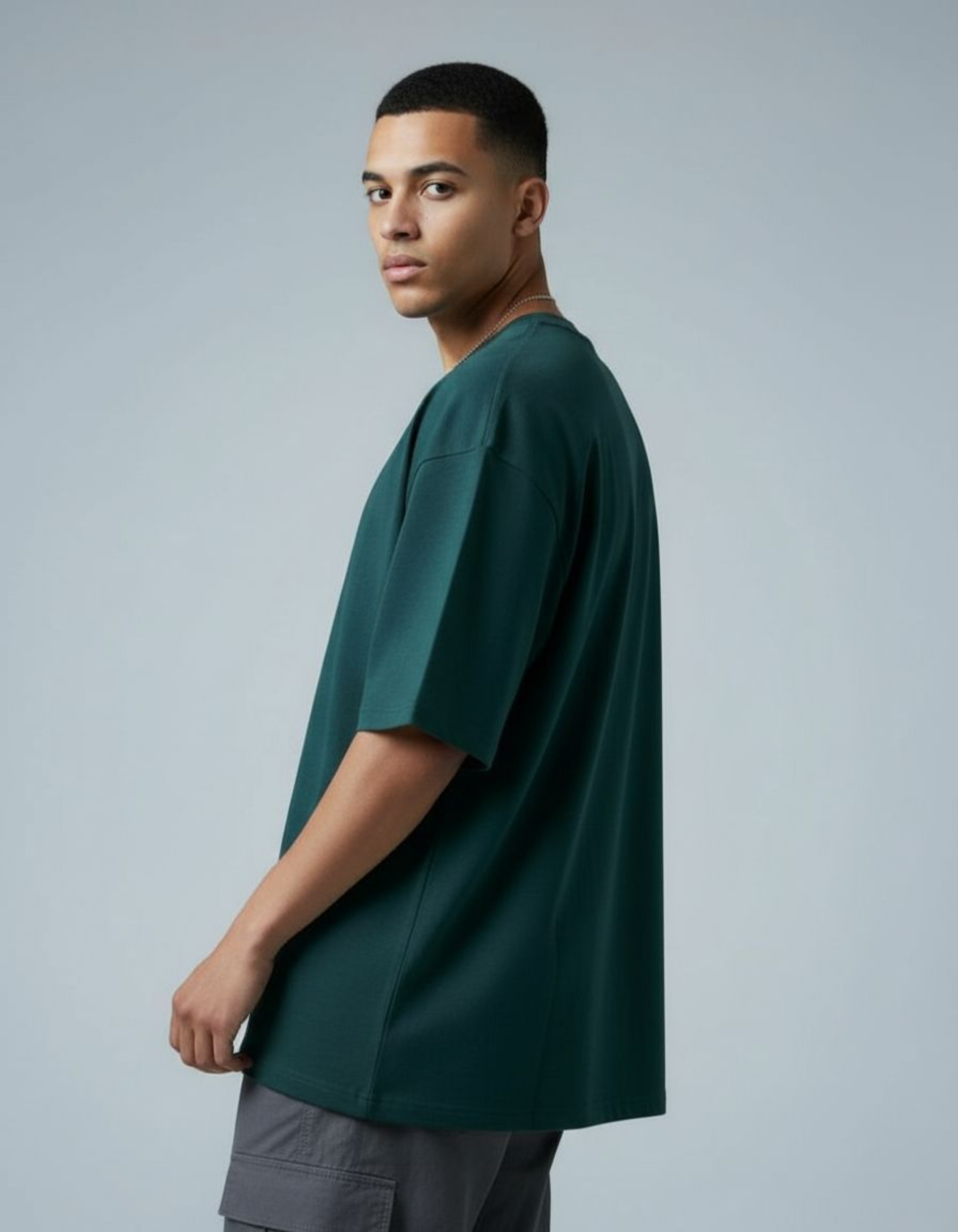 Solid Petrol Blue Oversized T-Shirt