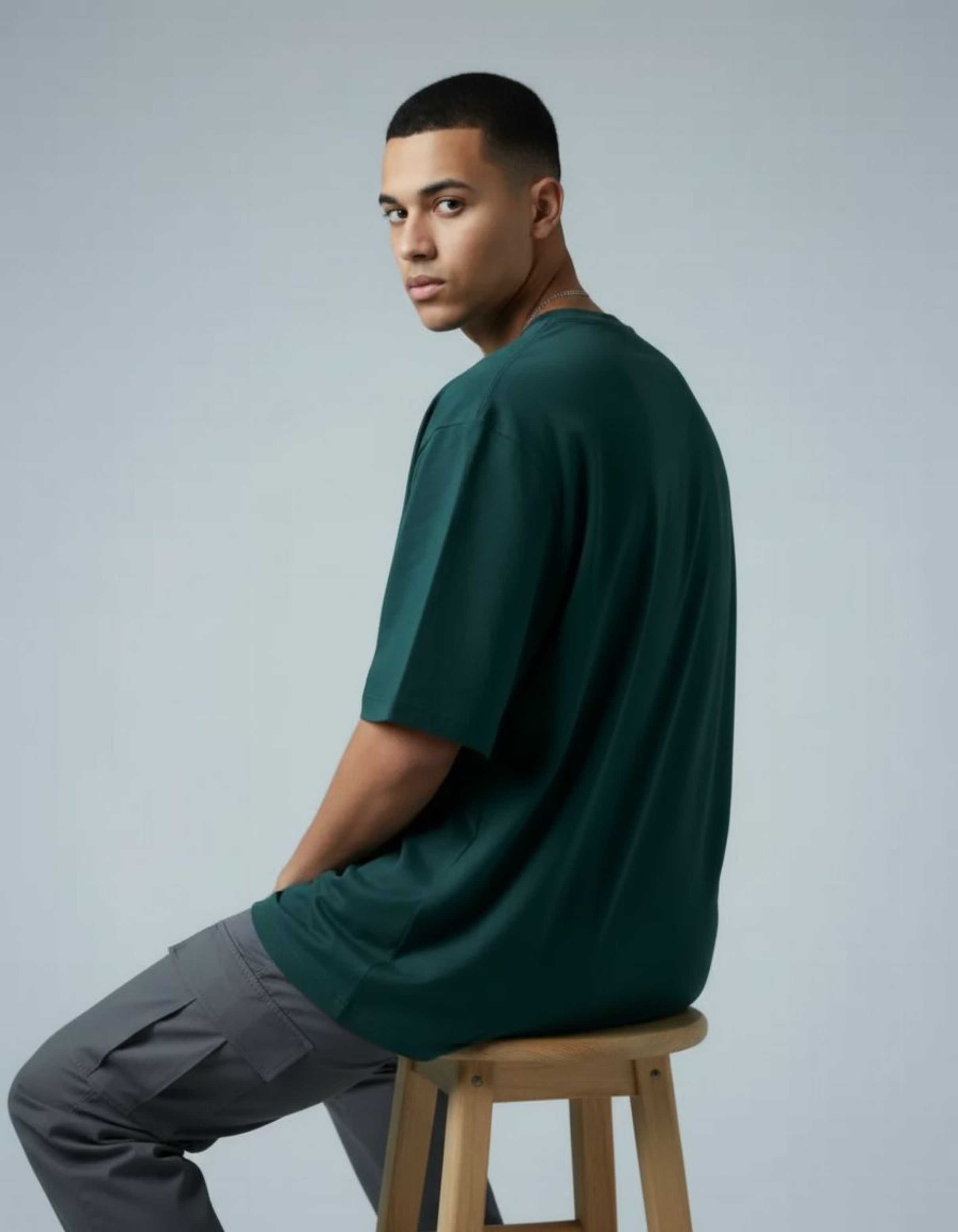 Solid Petrol Blue Oversized T-Shirt