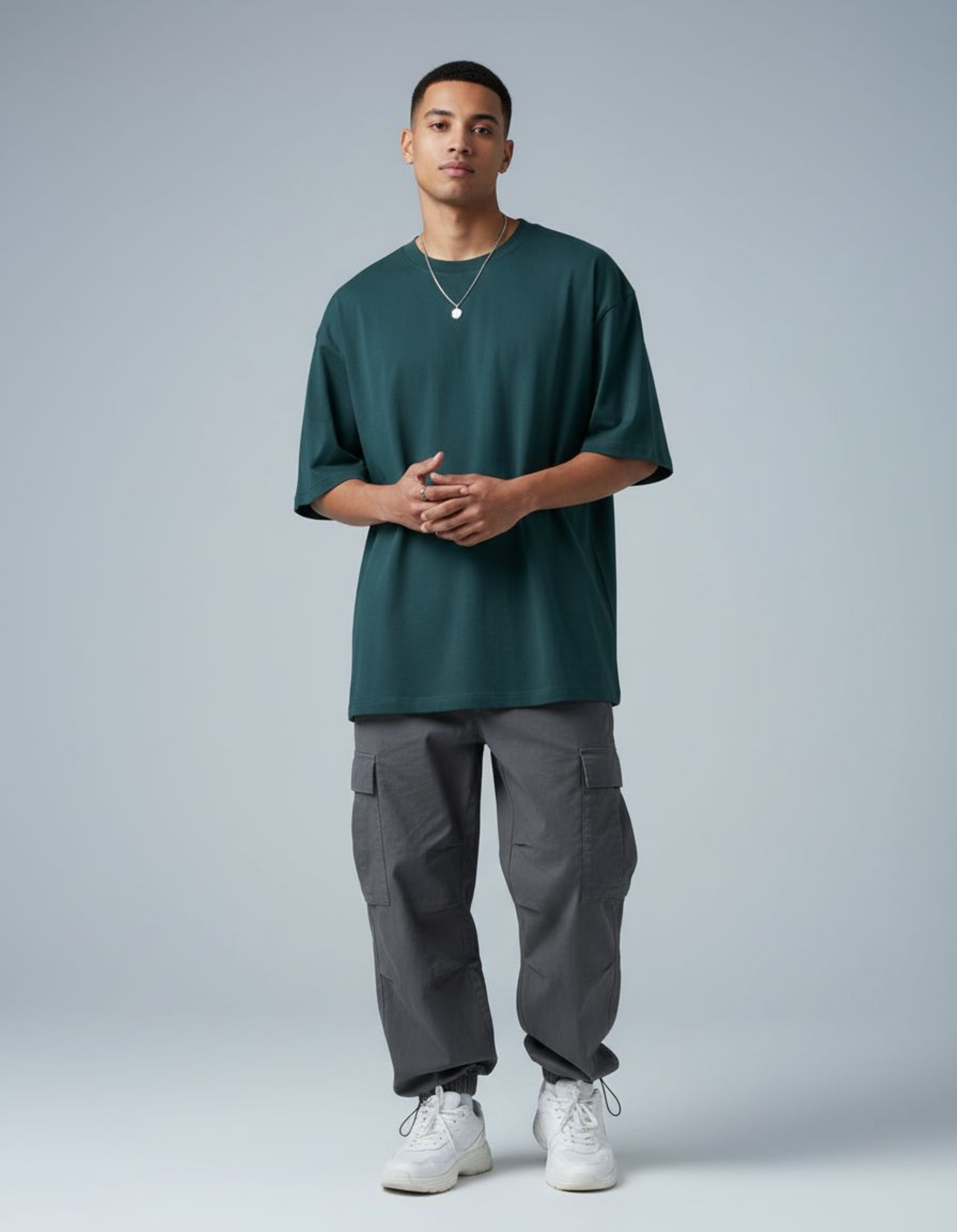 Solid Petrol Blue Oversized T-Shirt