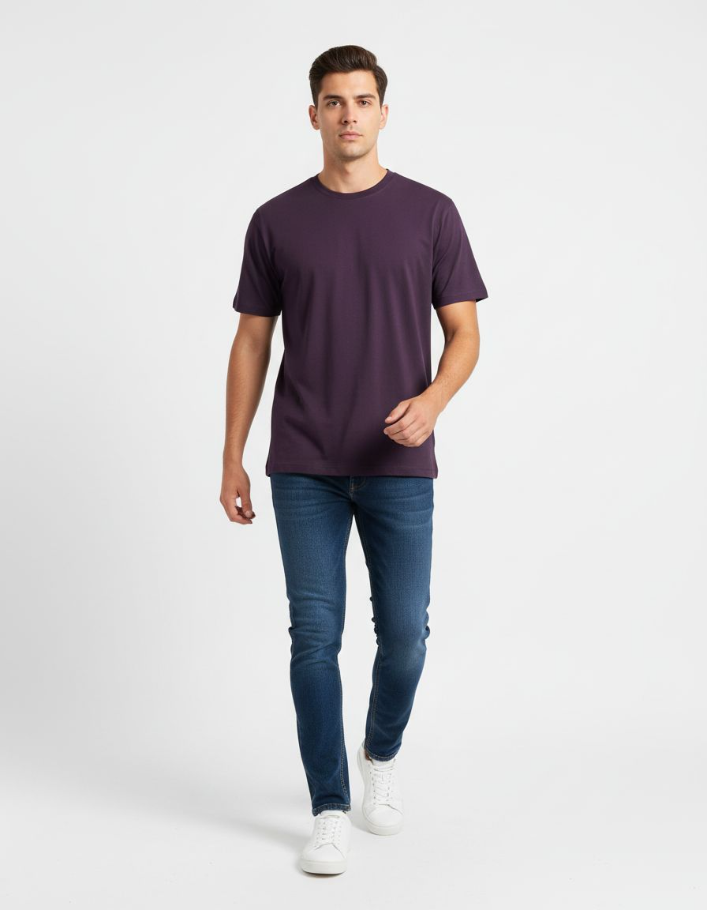 Solid Purple Regular Fit T-Shirt