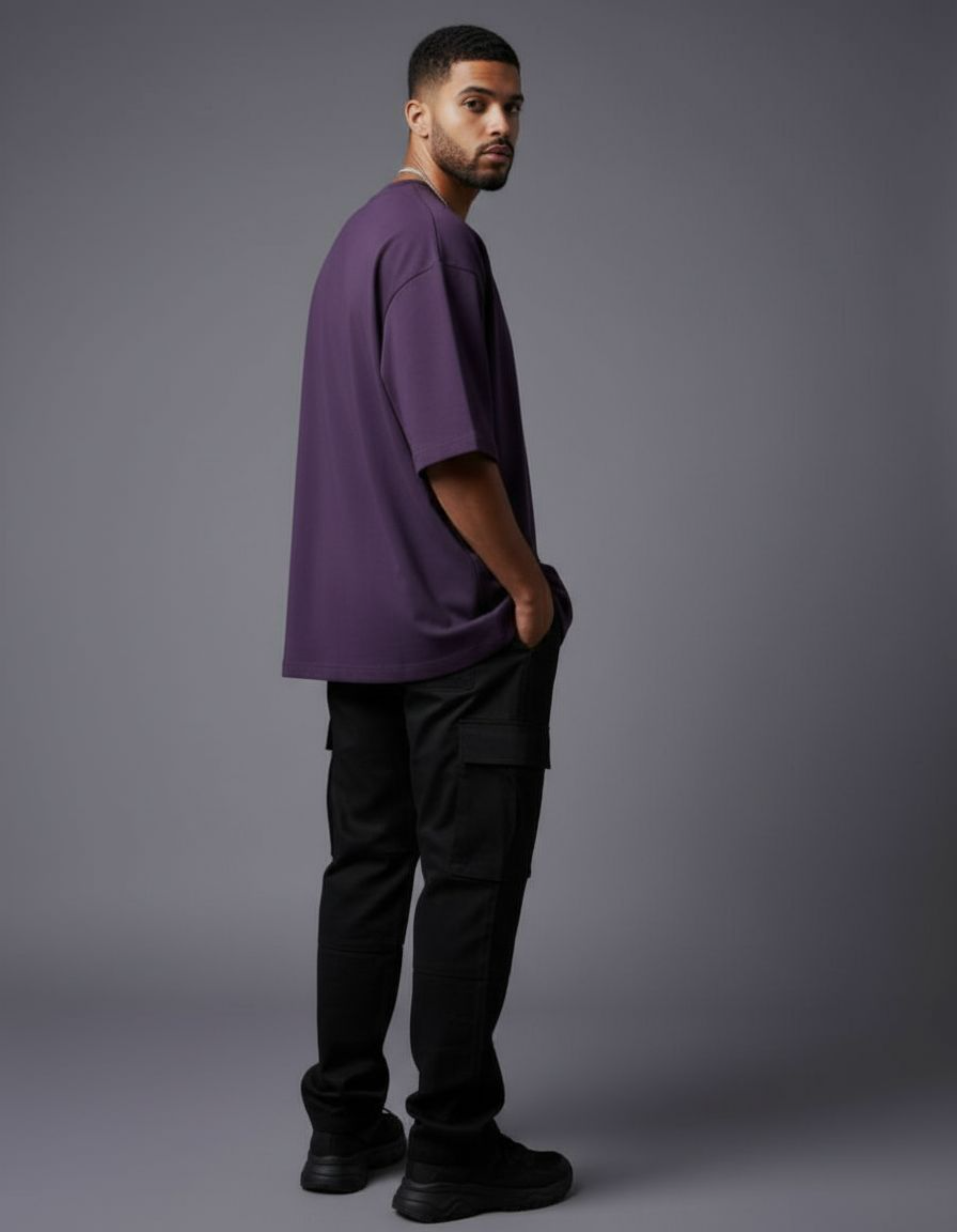 Solid Purple Oversized T-Shirt