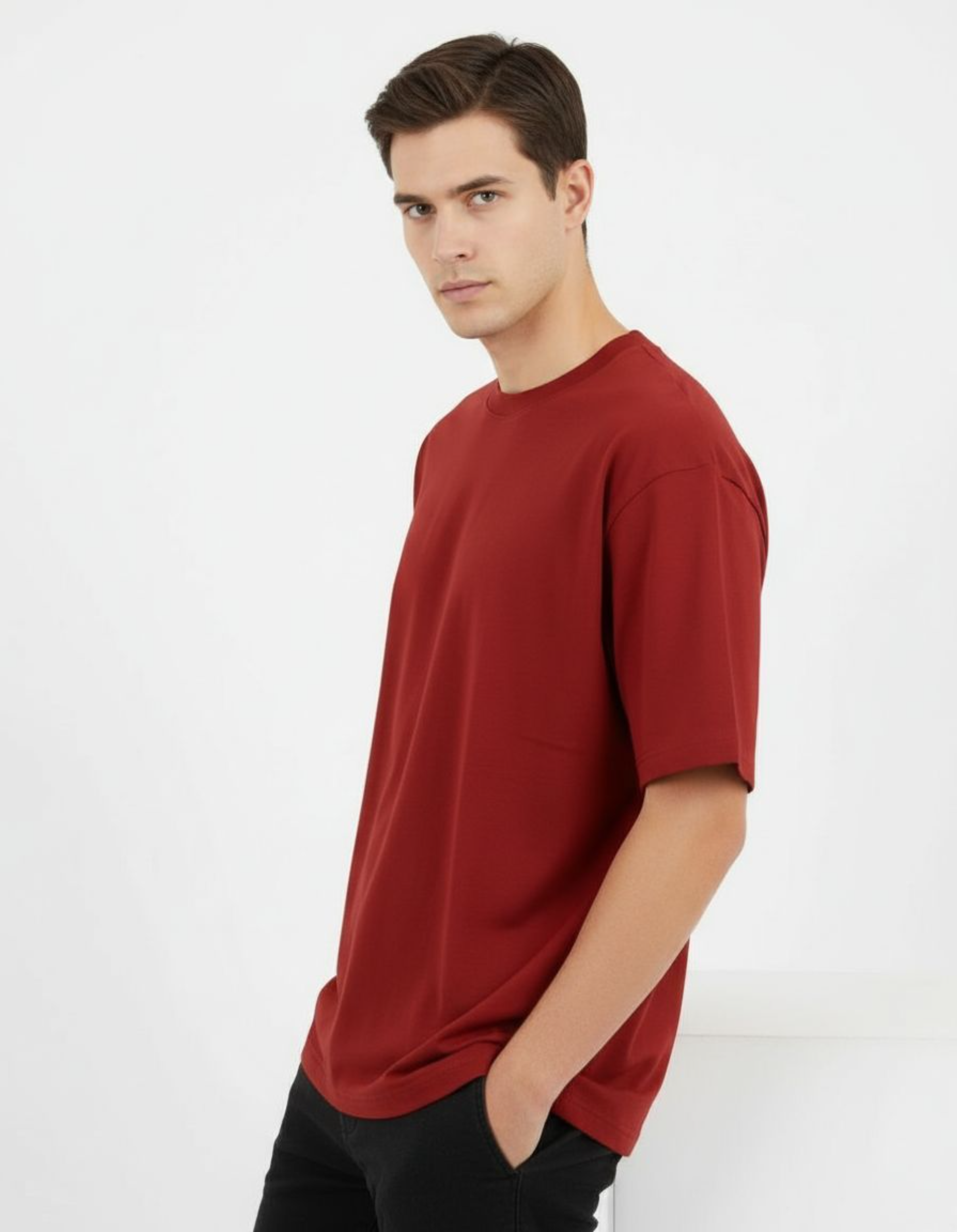 Solid Red Oversized T-Shirt