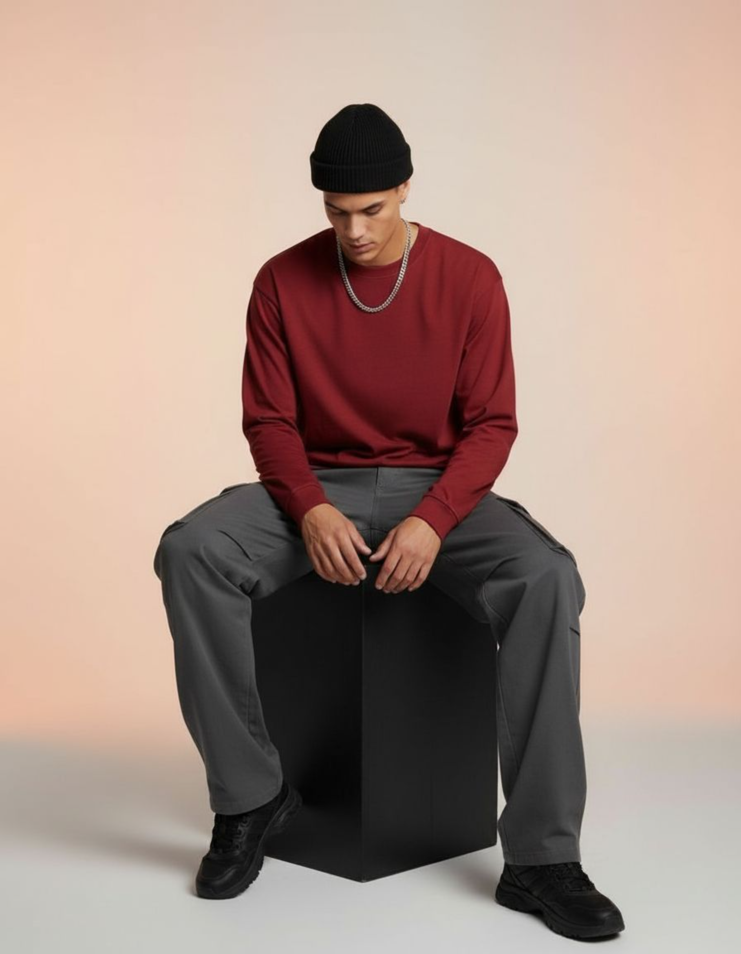 Solid Red Full Sleeve Regular Fit T-Shirt