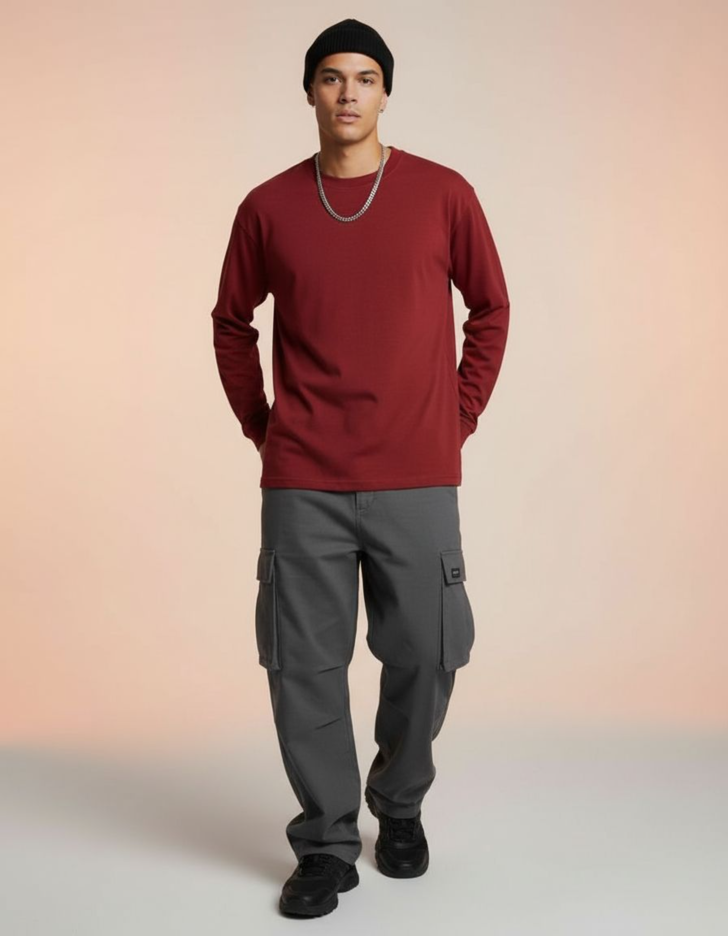 Solid Red Full Sleeve Regular Fit T-Shirt