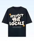 Navy Blue Respect the Locals Oversized Typography T-Shirt