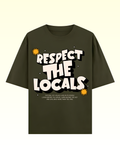 Olive Green Respect the Locals Oversized Typography T-Shirt