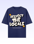 Royal Blue Respect the Locals Oversized Typography T-Shirt