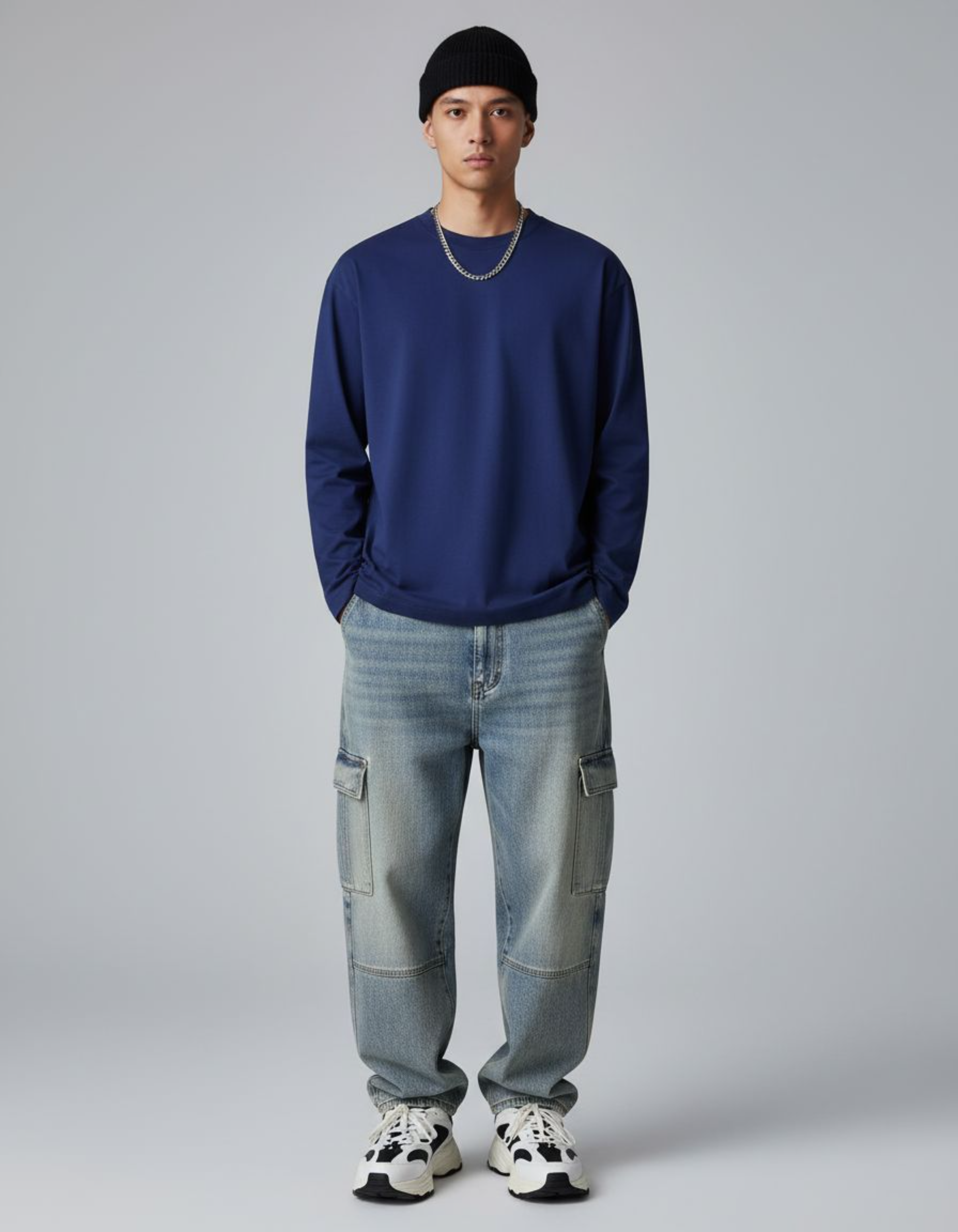 Solid Royal Blue Full Sleeve Regular Fit T-Shirt