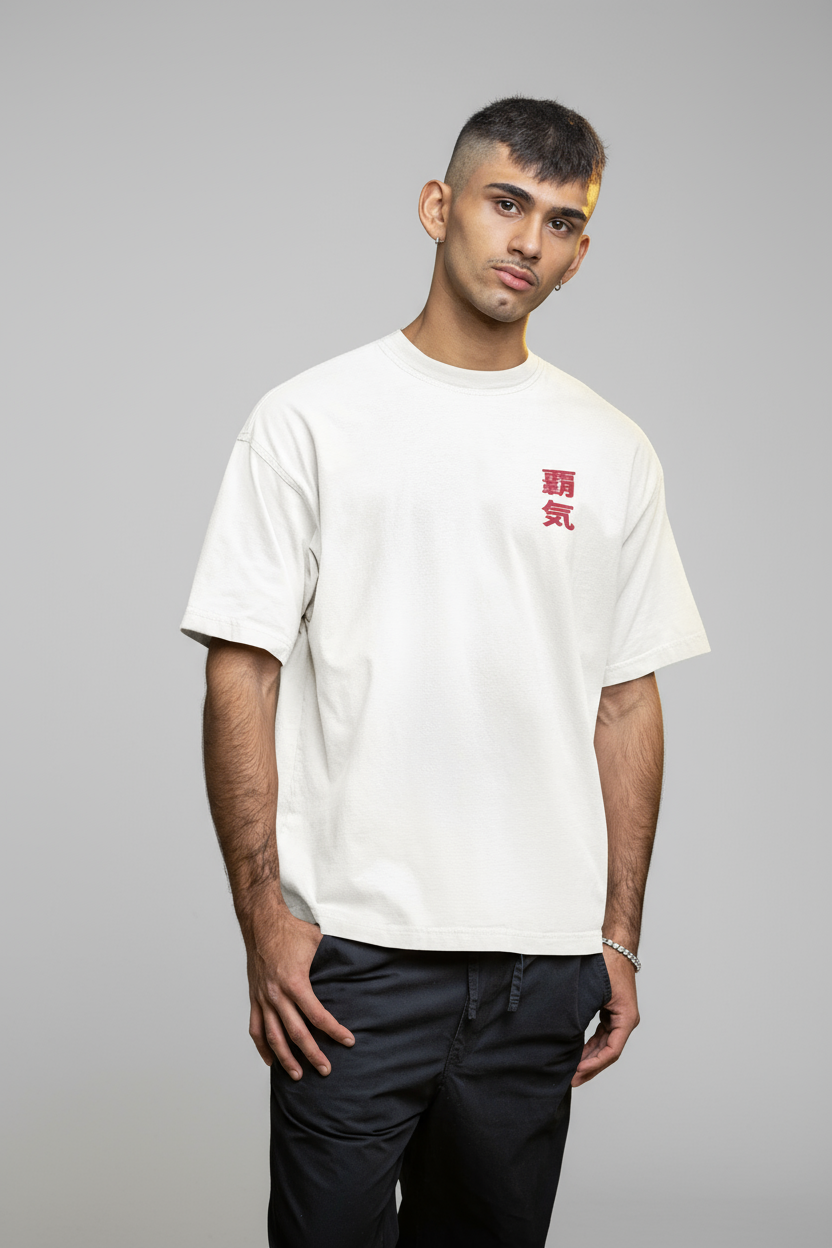 White Dragon Printed Oversized T-Shirt