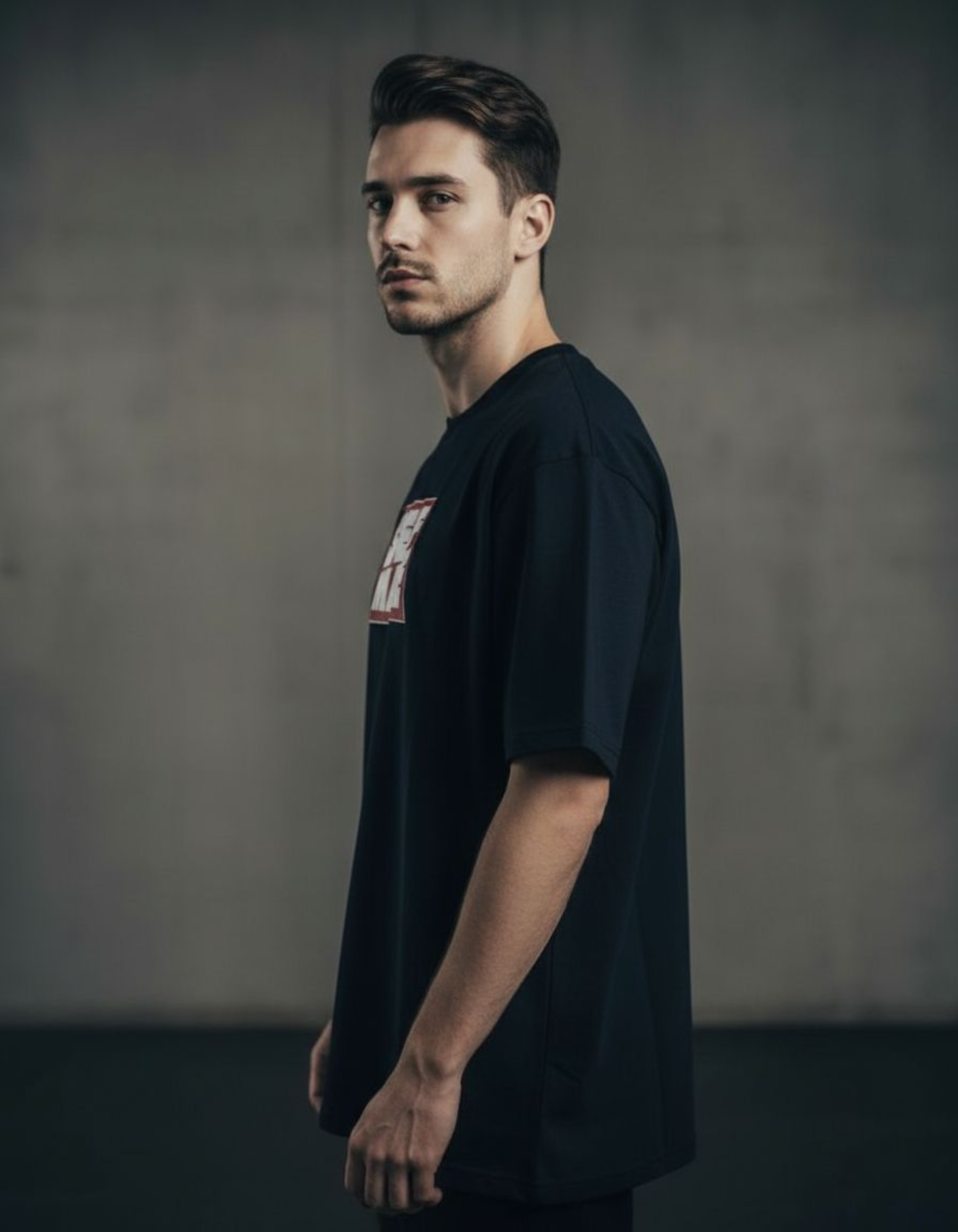 Navy Blue Self Made Oversized Typography T-Shirt