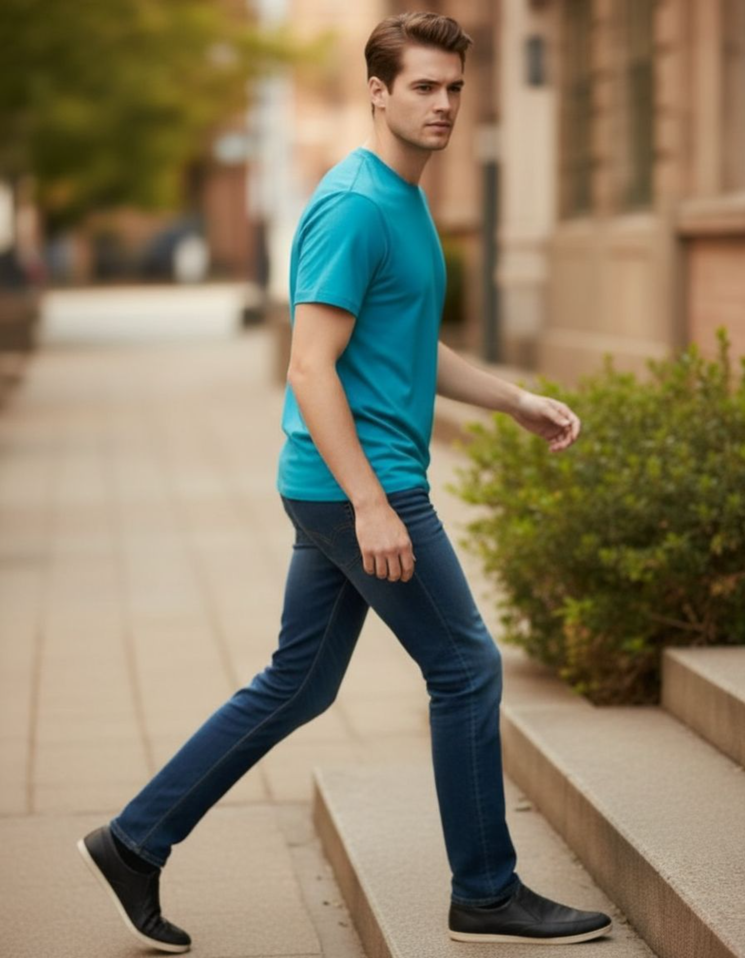 Solid Sky Blue Regular Fit T-Shirt