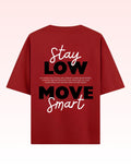 Red Stay Smart Oversized Typography T-Shirt