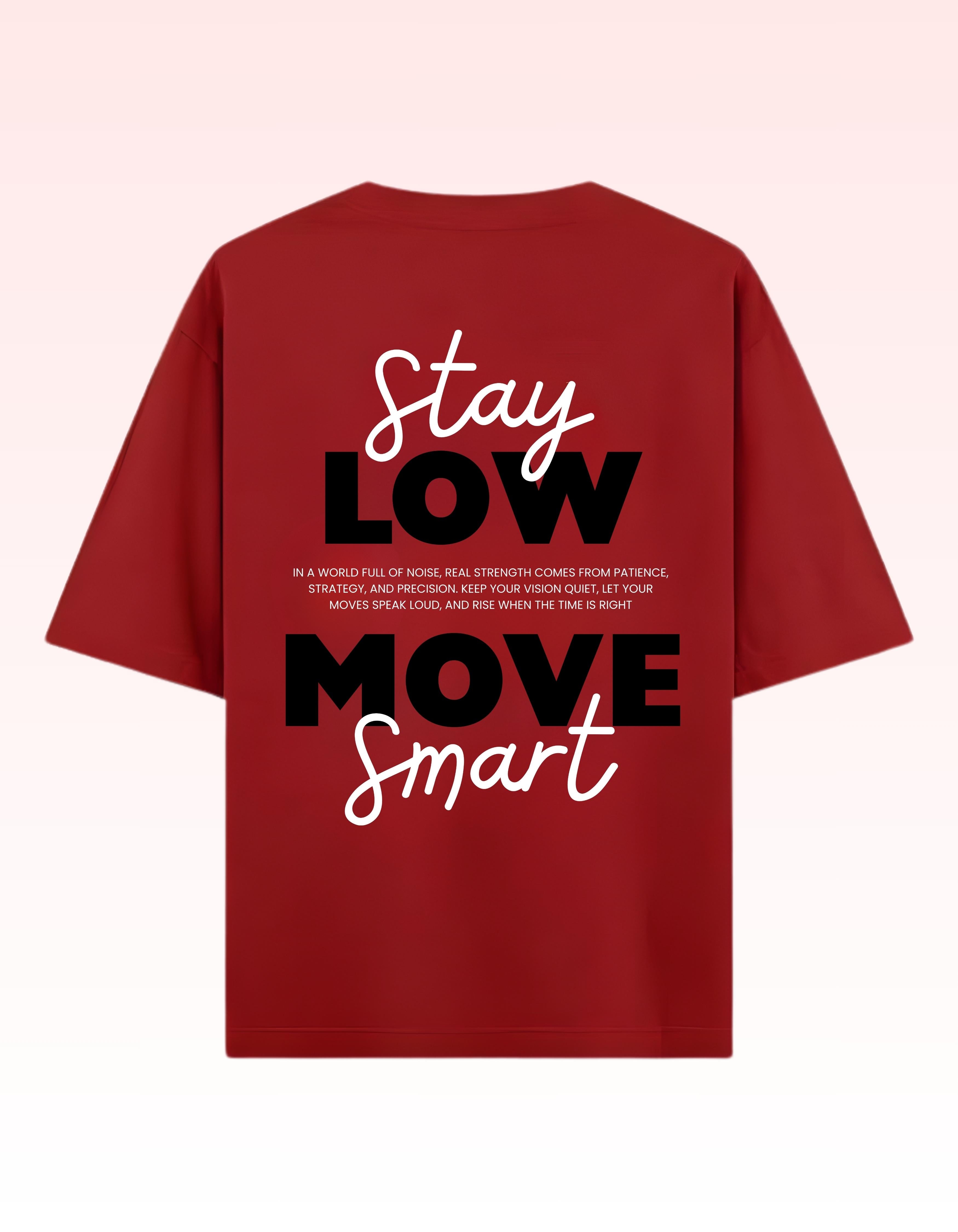 Red Stay Smart Oversized Typography T-Shirt