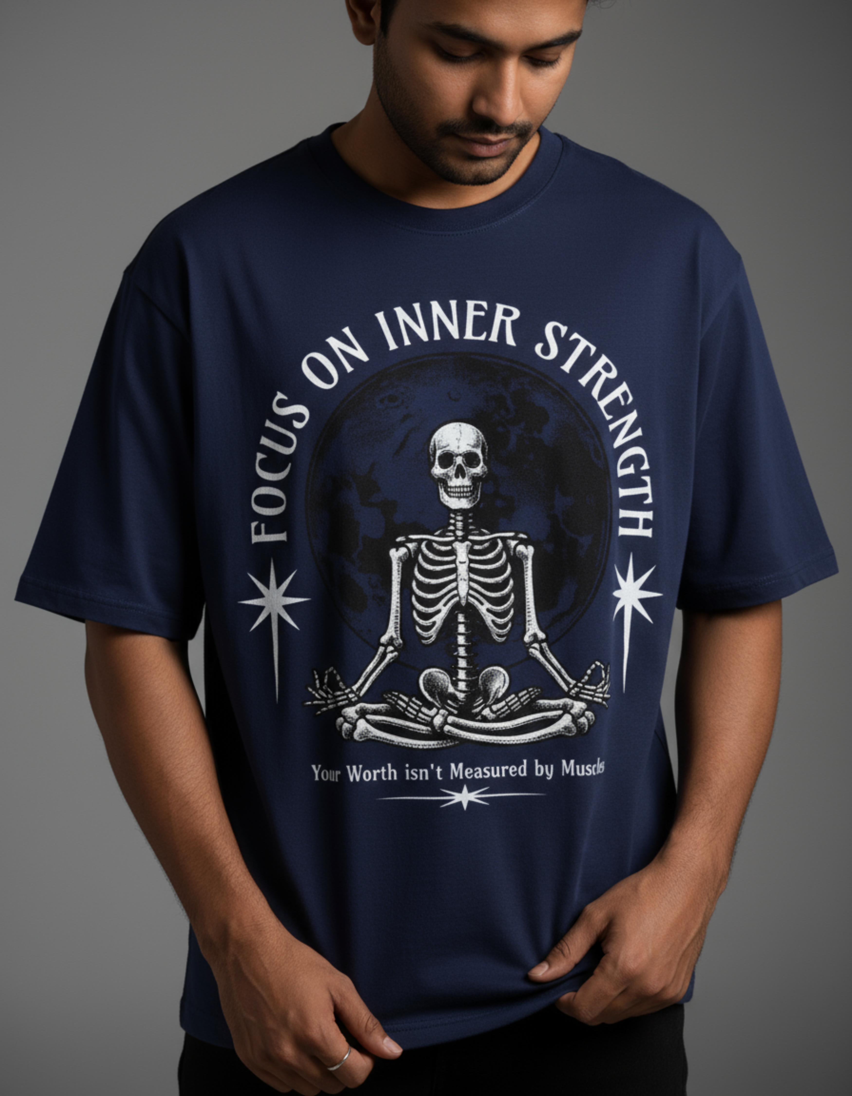 Royal Blue Strength Printed Oversized T-Shirt