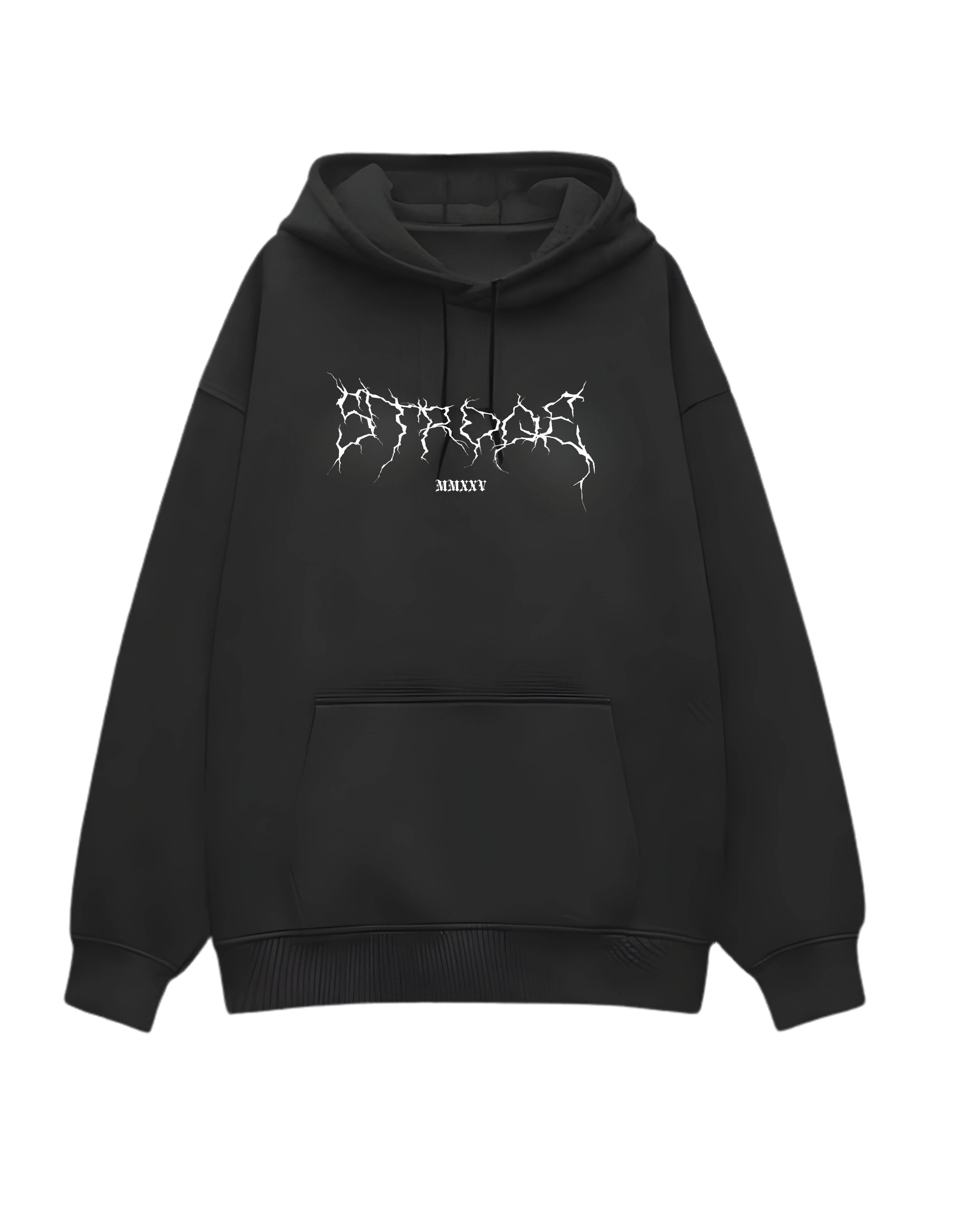 Black Stroqe Metallica Typography Oversized Hoodie