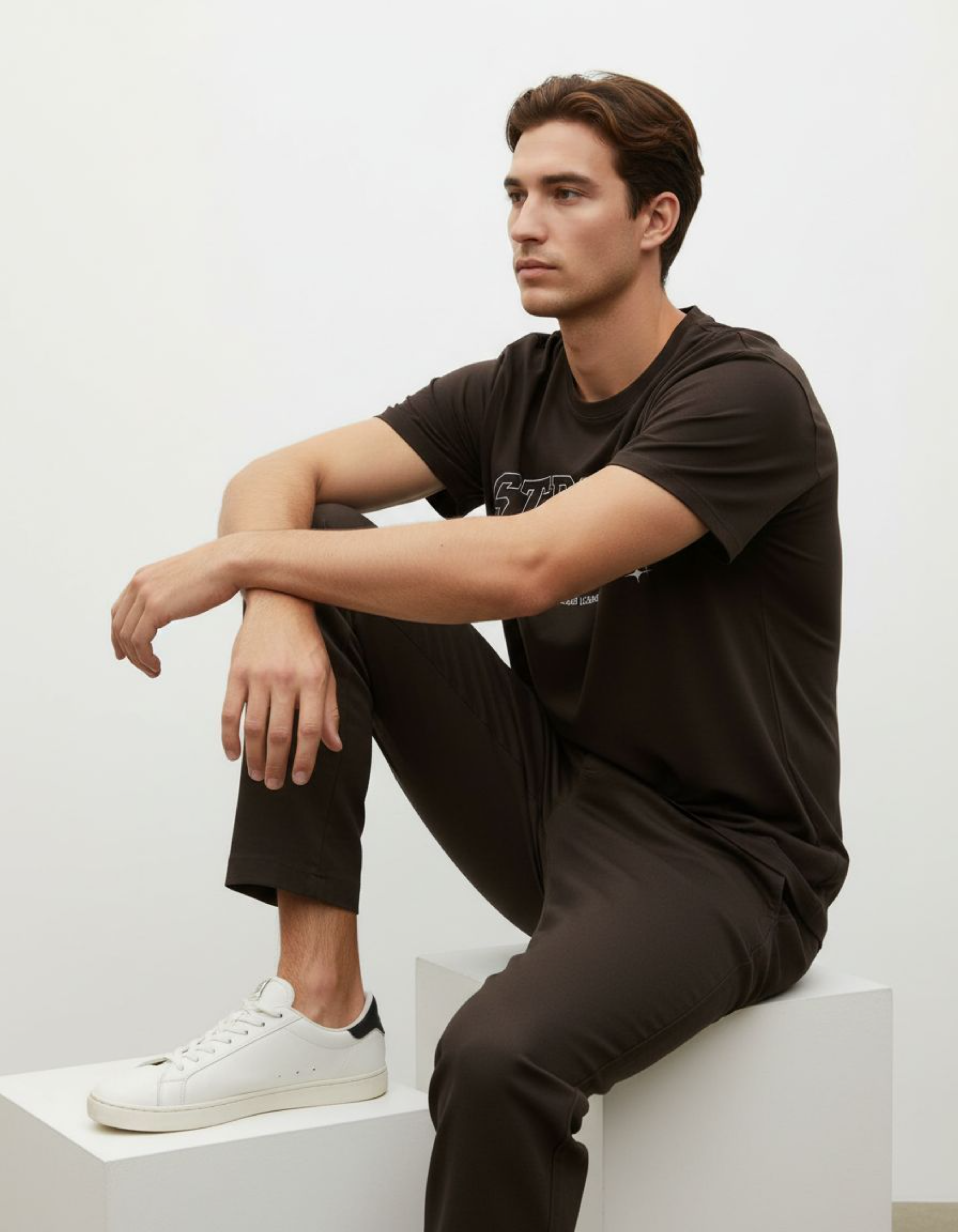 Coffee Brown Stroqe Dvsn Typography T-Shirt